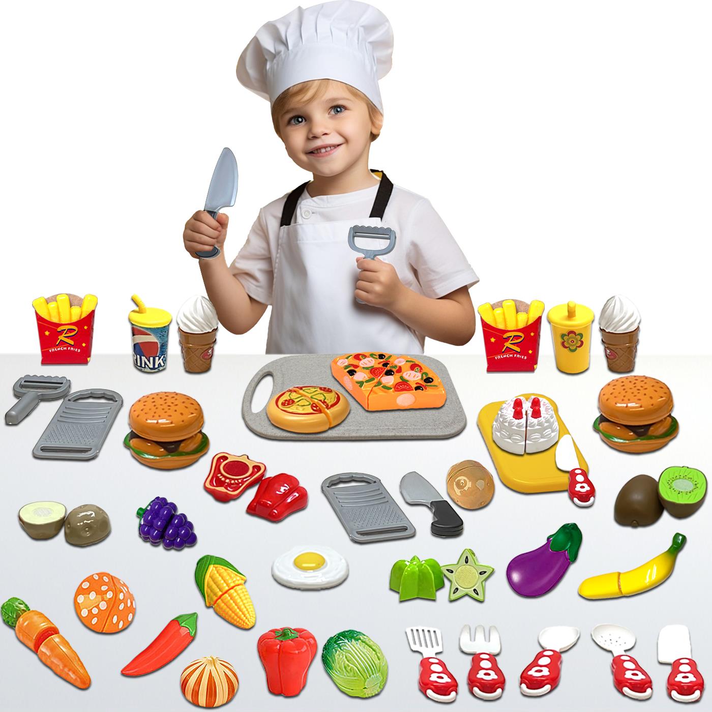 Kids Pretend Play Fruits and Vegetables Kitchen Accessories Complete Playset - Picture 29 of 39