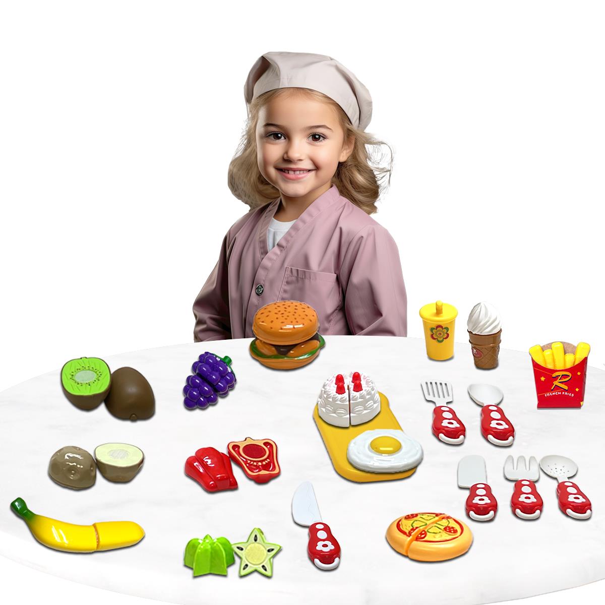 Kids Pretend Play Fruits and Vegetables Kitchen Accessories Complete Playset - Picture 19 of 39