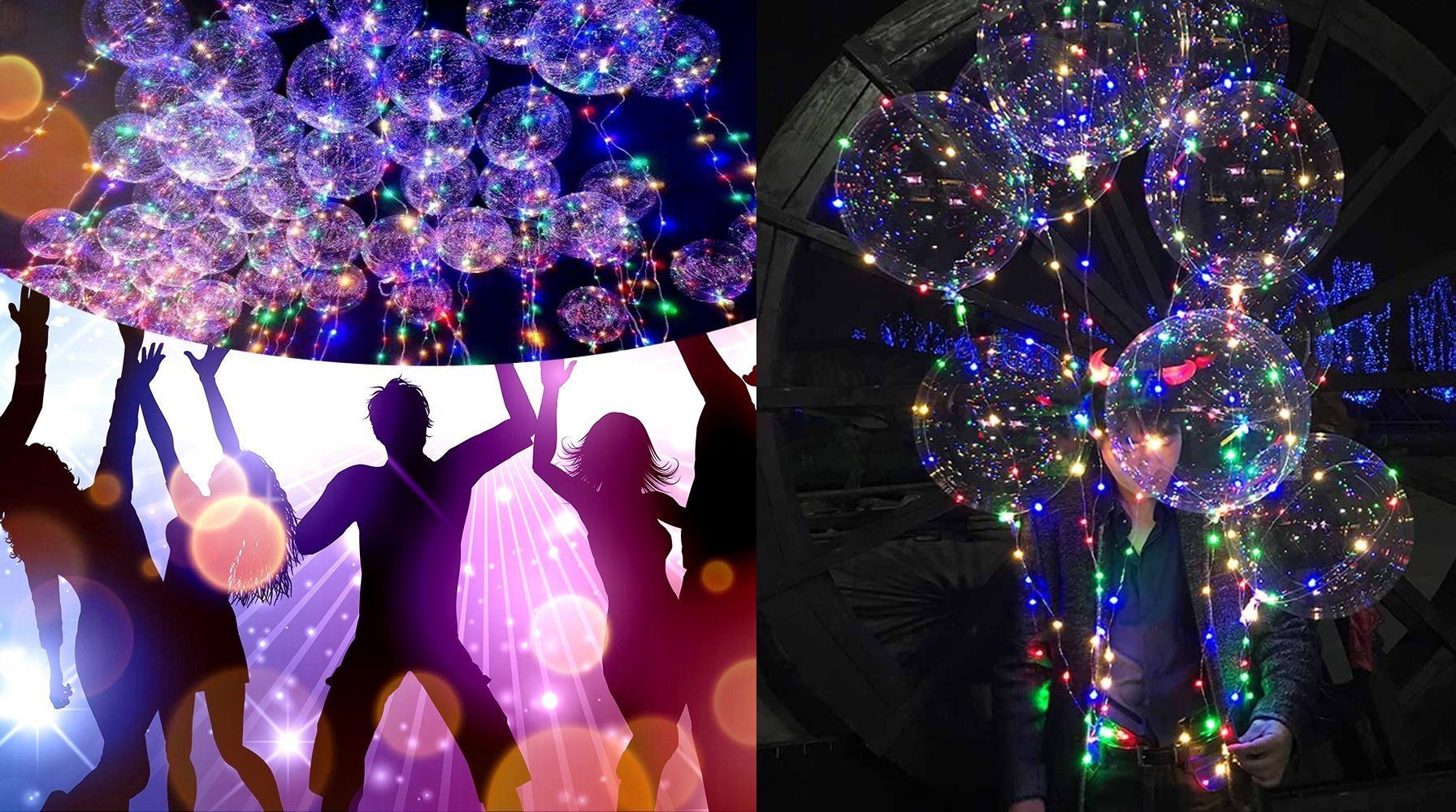 18/" LEDs Light Up Bobo Balloon Transparent Wedding Birthday Helium Party Lamp UK