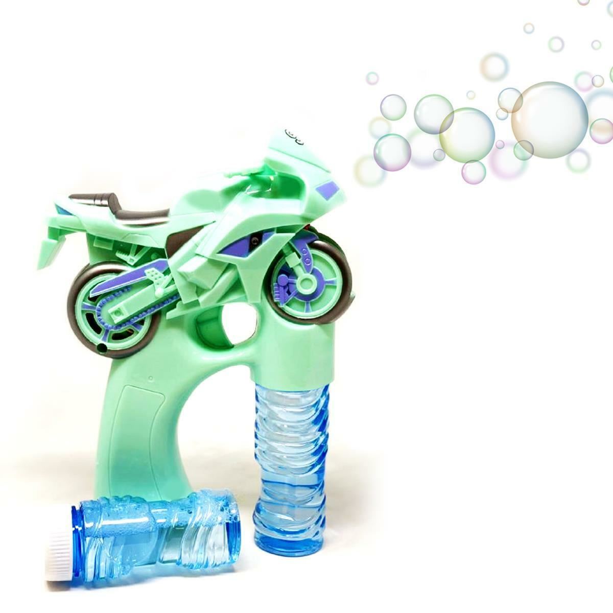 Kids Battery Operated Motorcycle Bubble Gun Shooter with 2 solutions Playset Toy - Picture 2 of 24