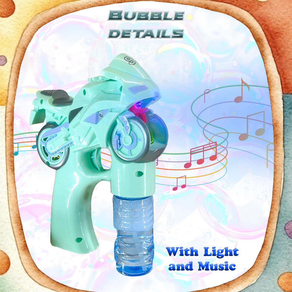Kids Battery Operated Motorcycle Bubble Gun Shooter with 2 solutions Playset Toy - Picture 4 of 24