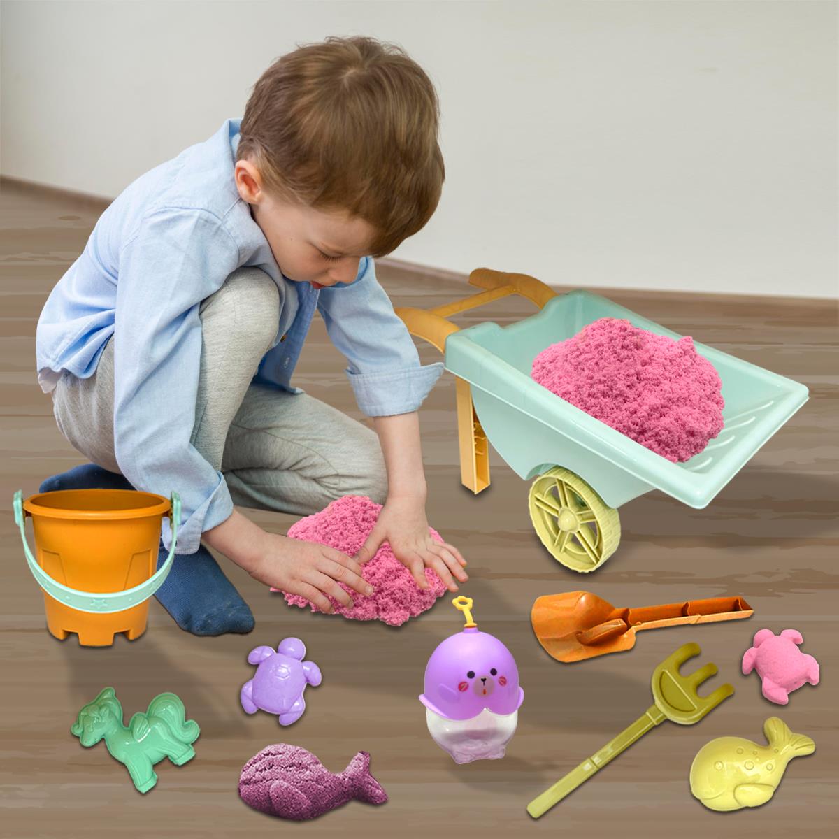 Playbees 12 Pack Beach Sand Toy Set, 4.25 Plastic Buckets & Shovels