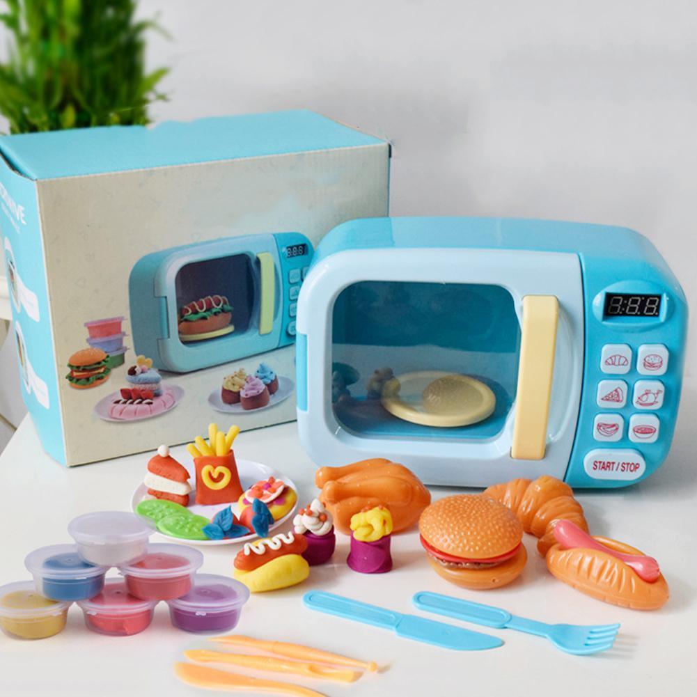 Kinder geben vor zu spielen Essen Spielzeug Mikrowelle Ofen Akku betrieben mit Licht & Ton - Bild 11 von 23