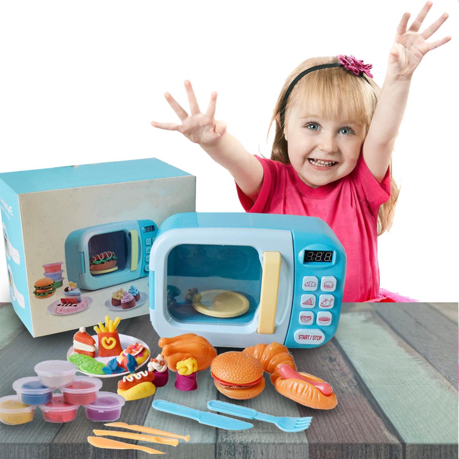 Kinder geben vor zu spielen Essen Spielzeug Mikrowelle Ofen Akku betrieben mit Licht & Ton - Bild 5 von 23