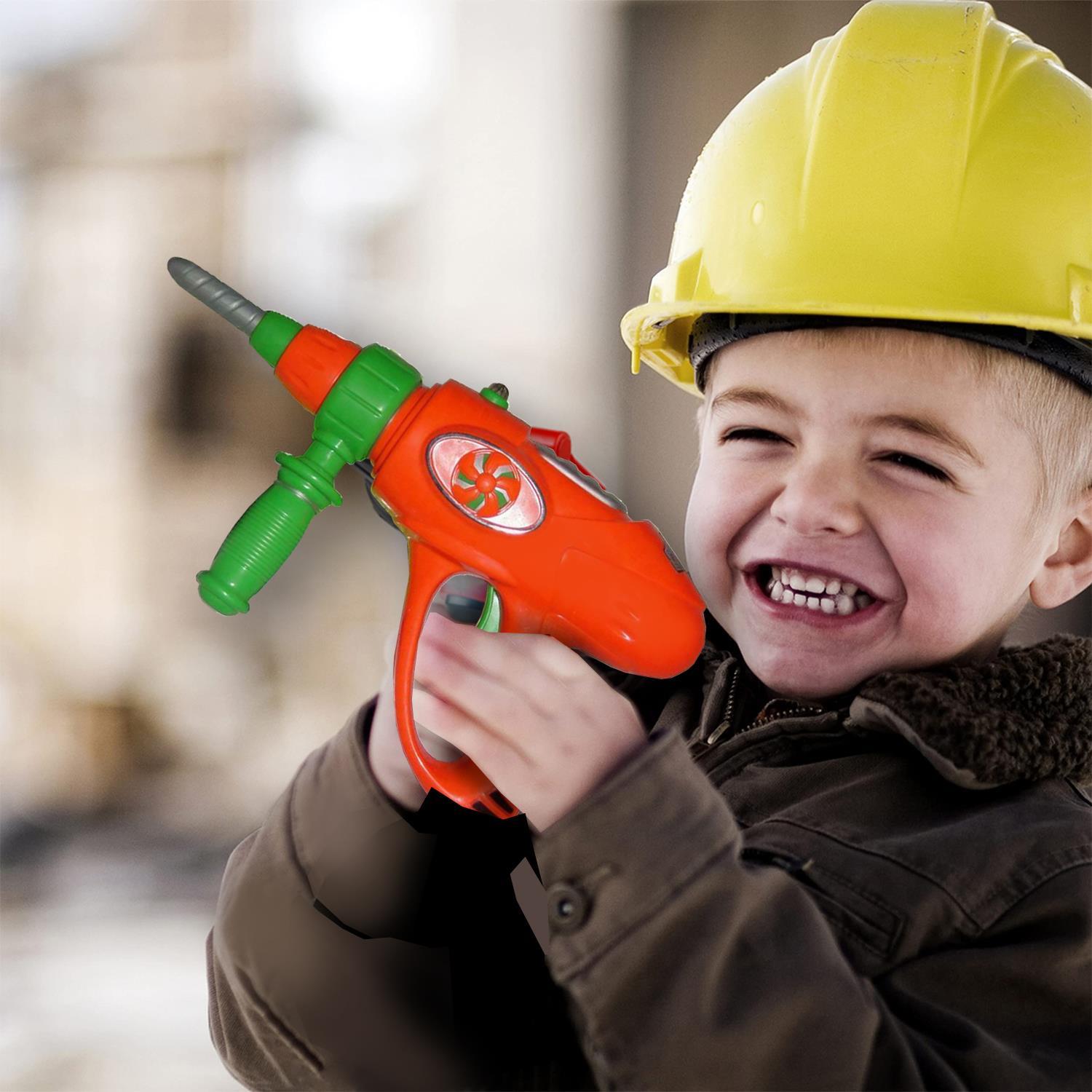 Kids Tool Set Toy DIY STEM Drill Chainsaw Helmet Pretend Play Set eBay