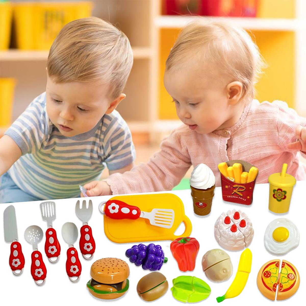 Kids Pretend Play Fruits and Vegetables Kitchen Accessories Complete Playset - Picture 18 of 39