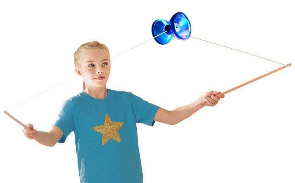 Diabolo Set Bearing Wooden Sticks Diablo Toy with Light - Picture 9 of 28