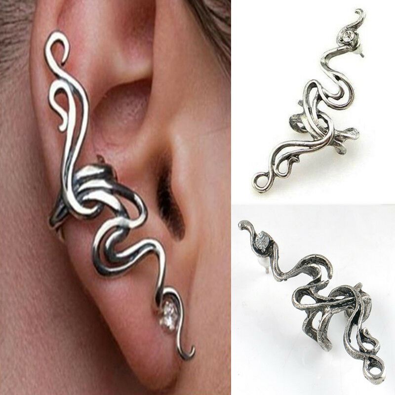 Clip de oreja de Metal Punk de Moda Cristal oreja dobladillo Stud Mujer Cartílago Pendiente Nuevo