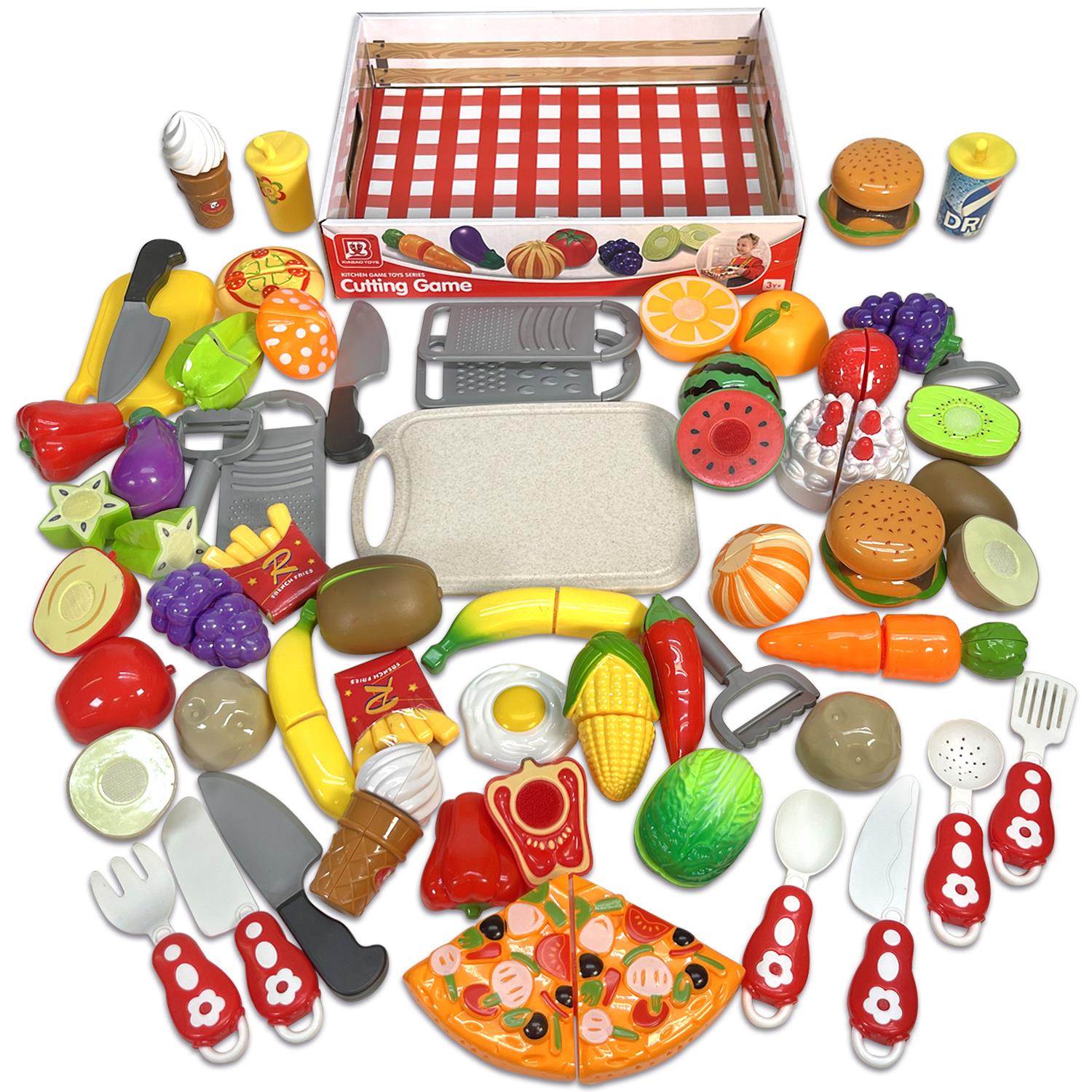Kids Pretend Play Fruits and Vegetables Kitchen Accessories Complete Playset - Picture 31 of 39