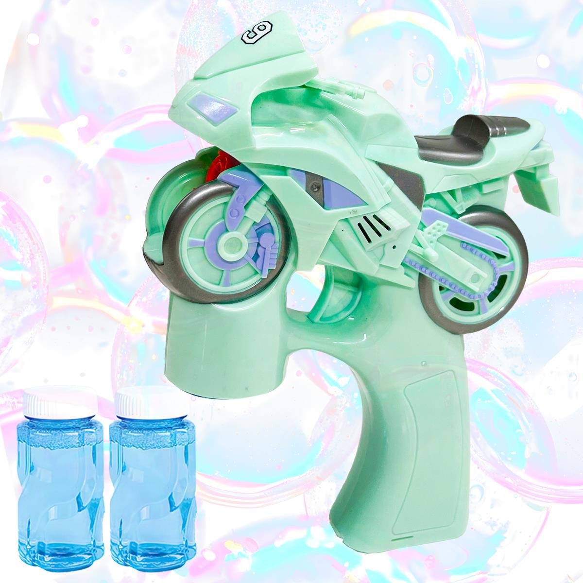Kids Battery Operated Motorcycle Bubble Gun Shooter with 2 solutions Playset Toy - Picture 10 of 24