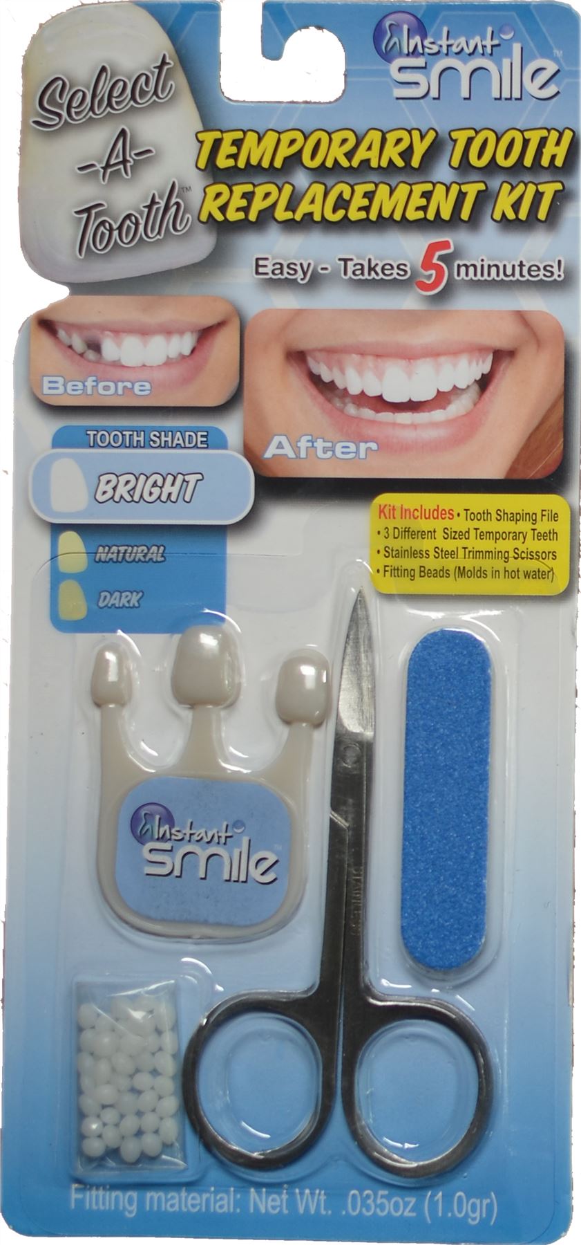 Instant Smile Select a Tooth Kit de reemplazo dental temporal viene en 3 tonos - Imagen 7 de 9