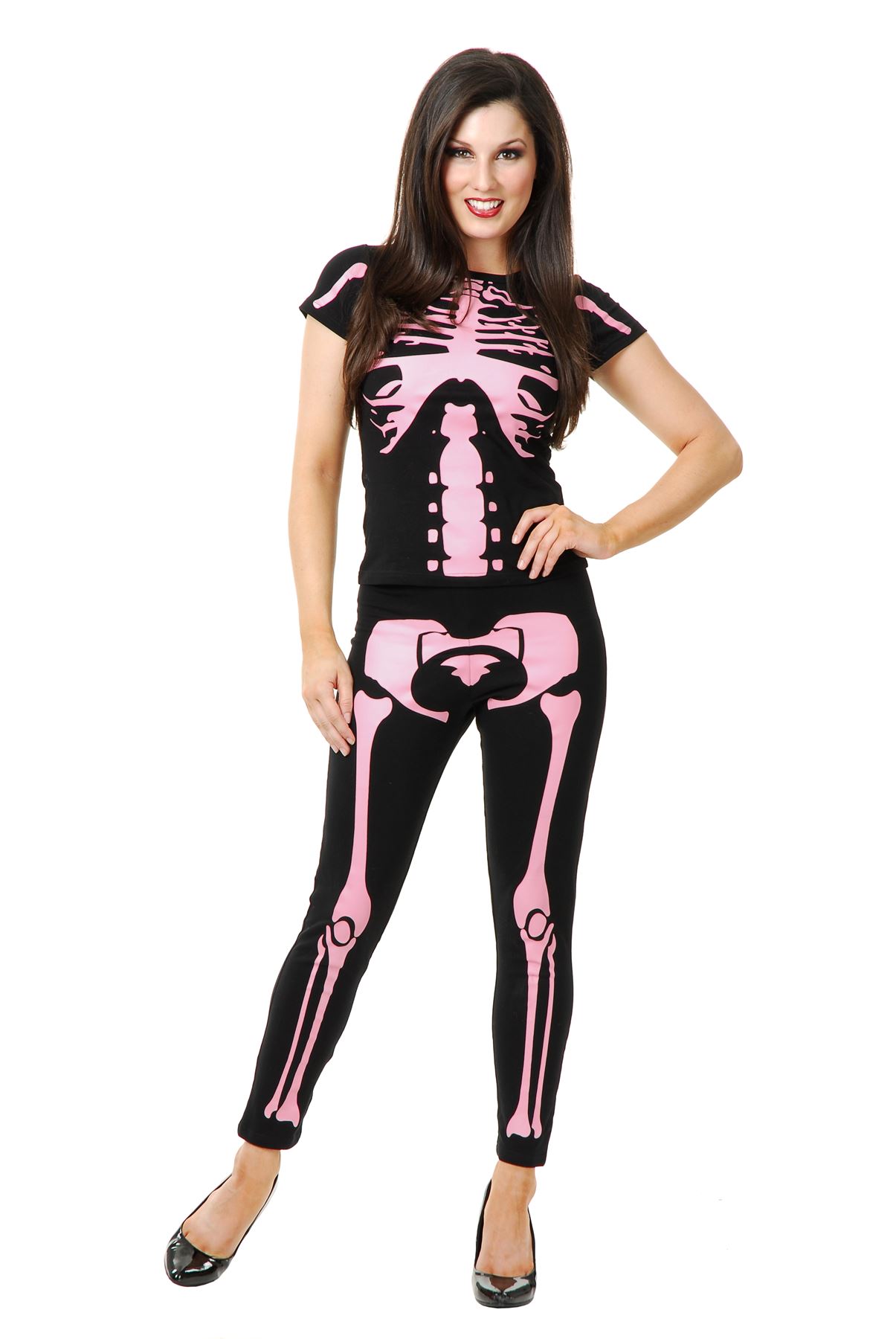 Skeleton Leggings With Shirt Womens Bones Halloween Costume eBay