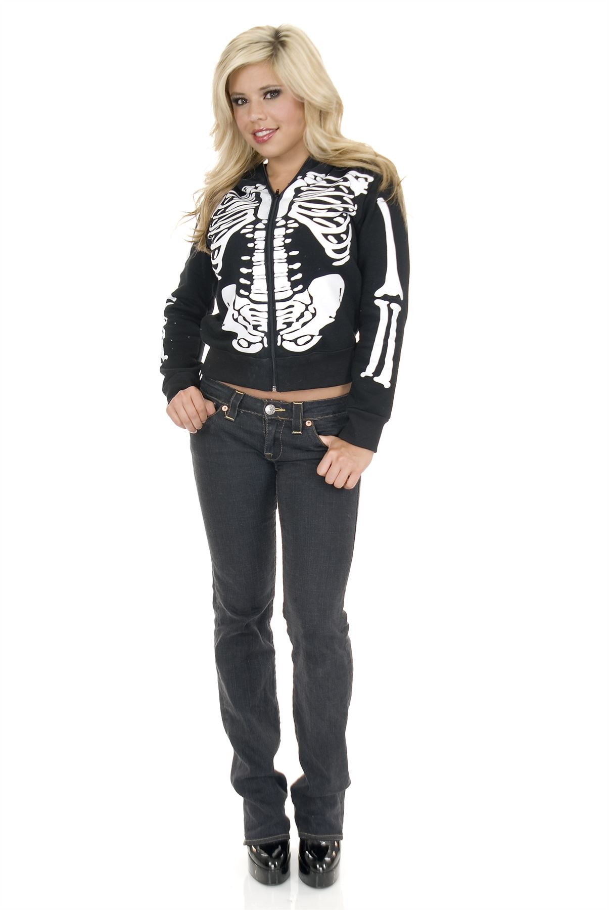 skeleton hoodie jacket womens goth sweatshirt top teen