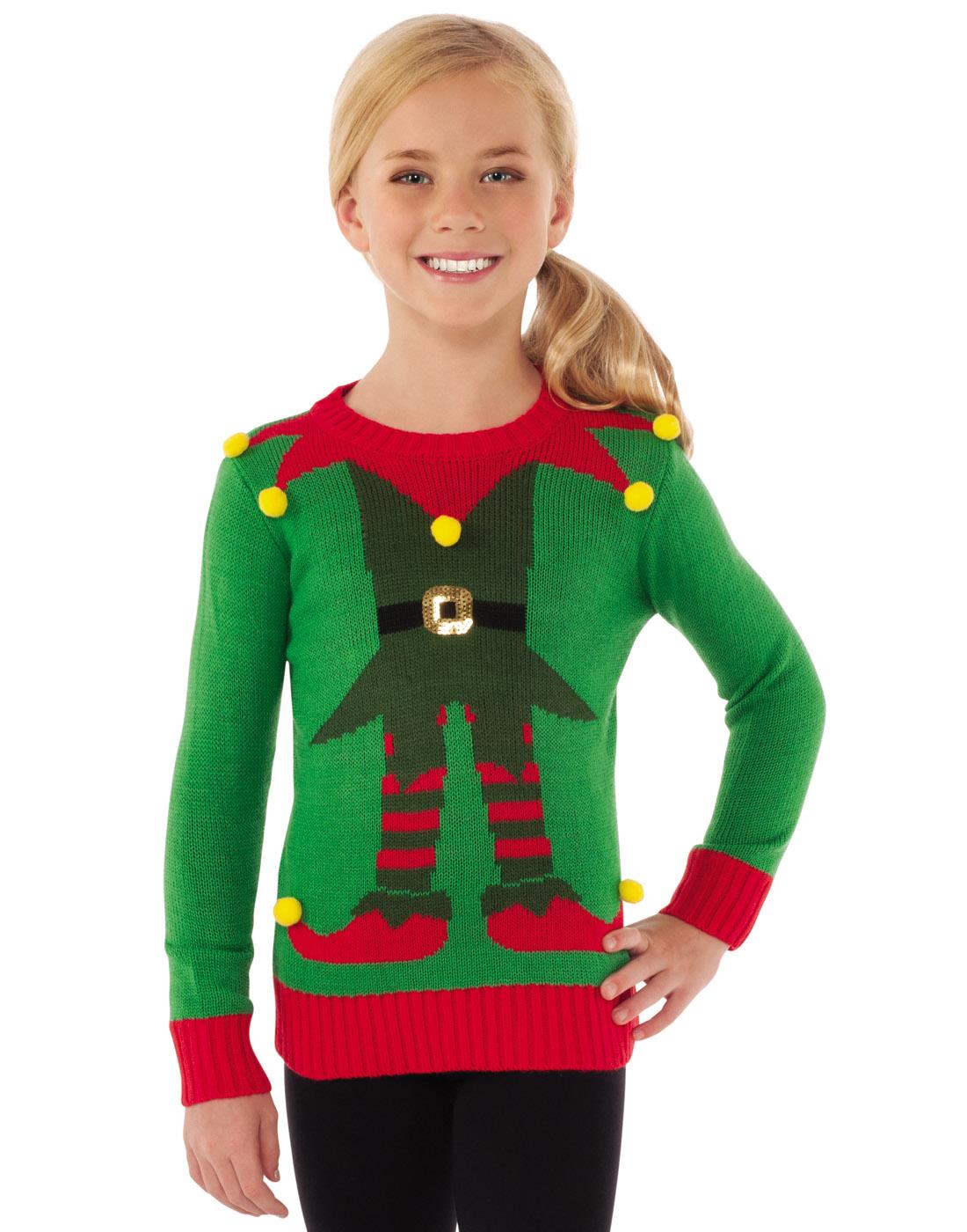 Elf Christmas Sweater Christmas Costume Childrens For Kids - Picture 4 of 6