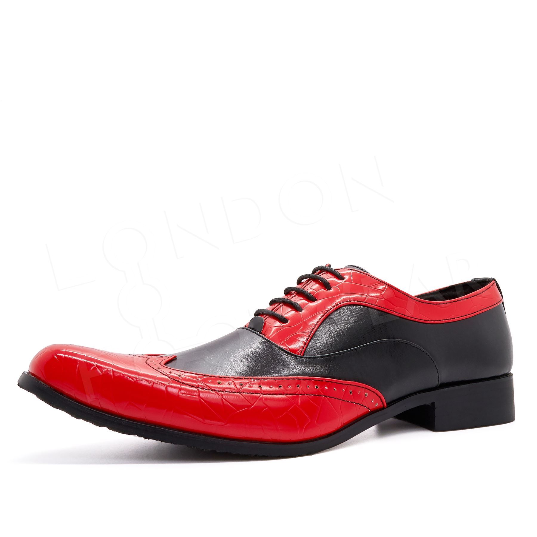 black and red brogues