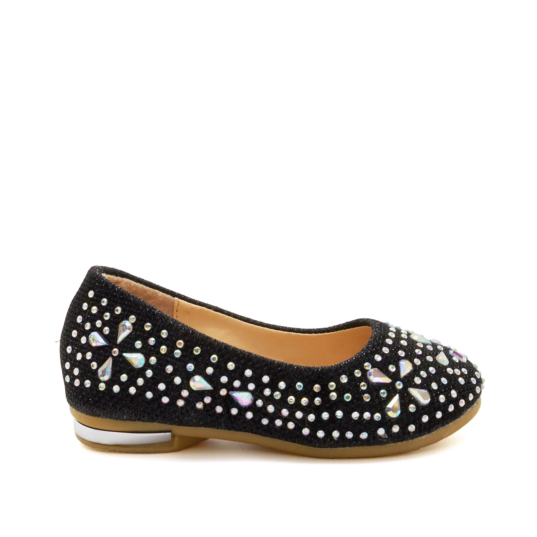 Girls Childrens Diamante Bridesmaid Shoes Kids Flats Party Pumps Ballet Size UK