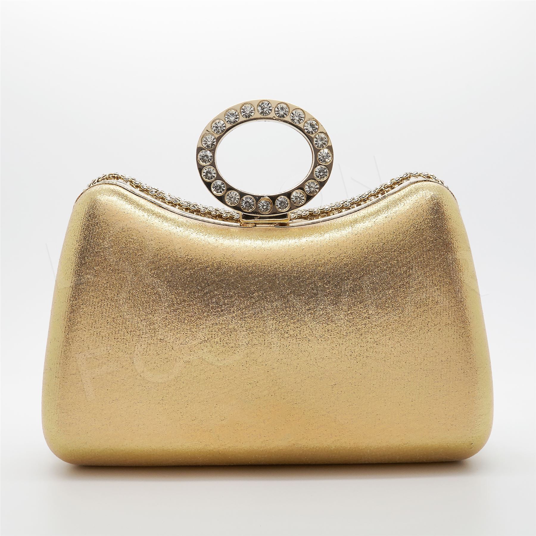 Crystal Diamante Silver Prom Bag Ring Clutch Purse Wedding Evening