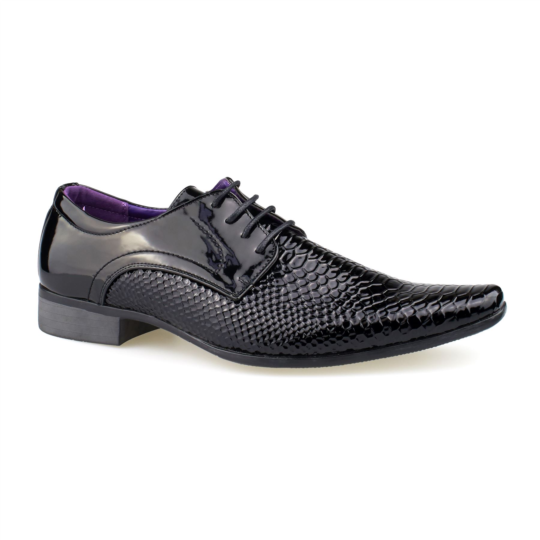 Mens Leather Snake Skin Pattern Shoes Patent Shiny Lace Up Italian Style UK  6-11