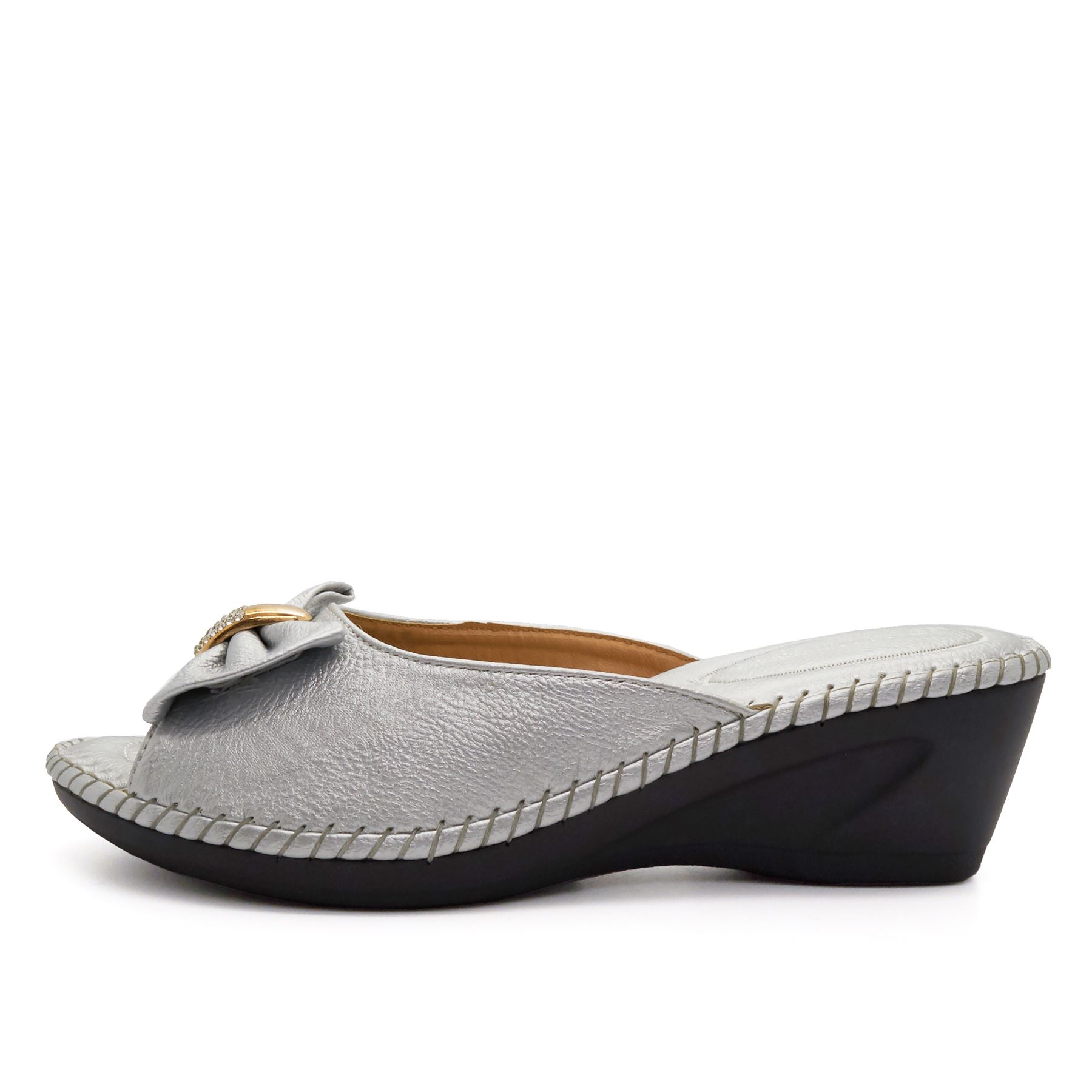 New Ladies Low Wedge Heel Diamante Mule Sandals Womens Slip On Shoes Size UK 38 eBay