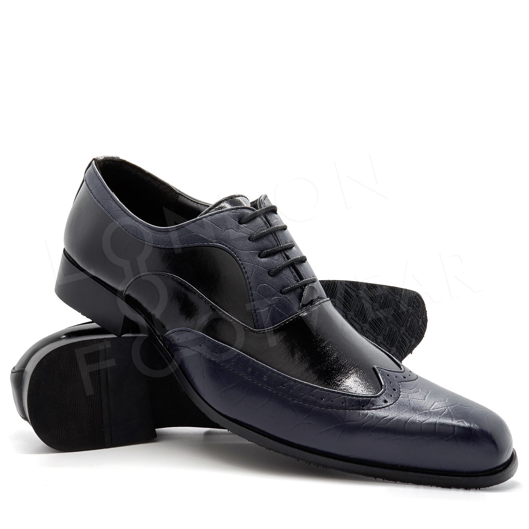 New Mens Two Tone Gangster Patent Leather Brogues Wingtip