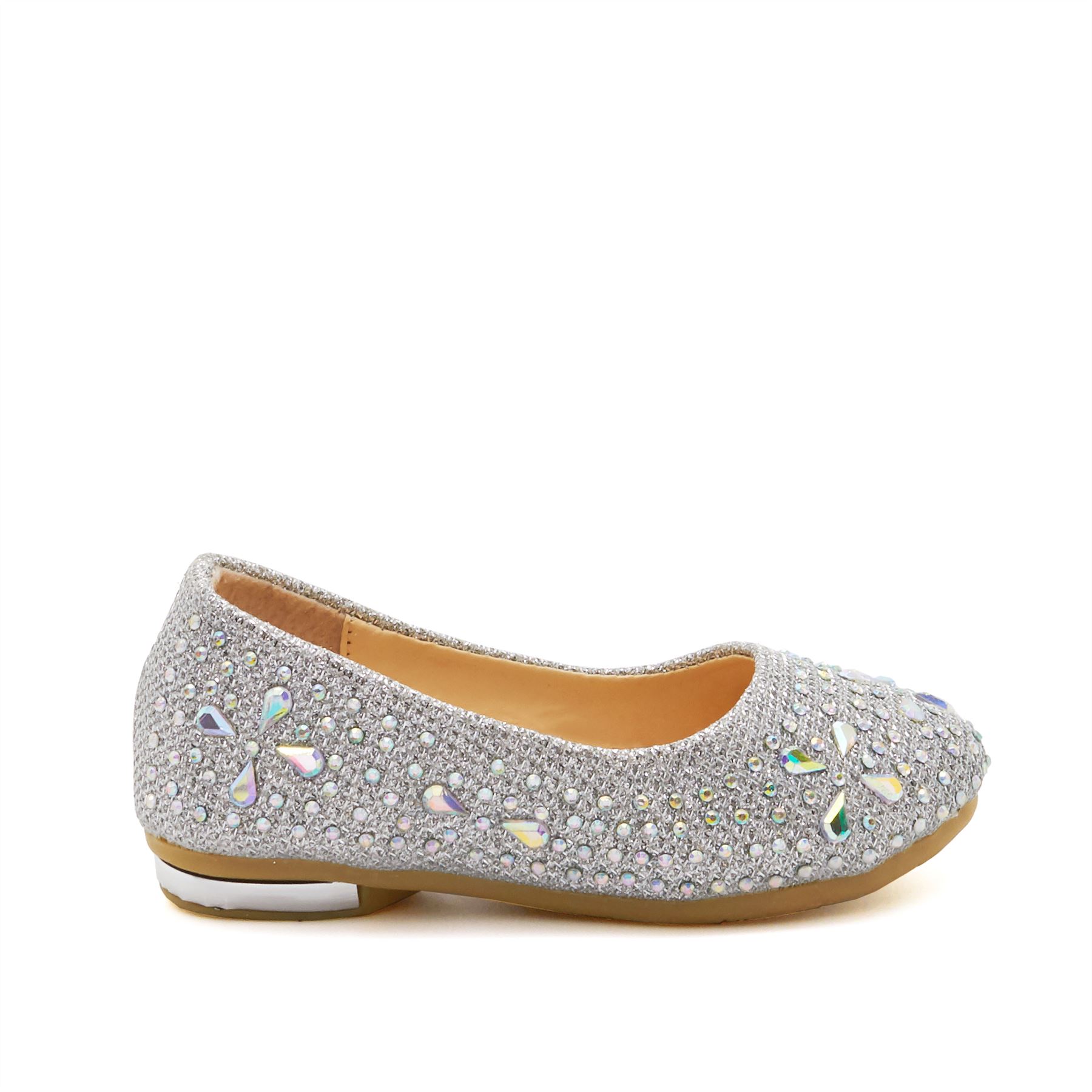 Girls Childrens Diamante Bridesmaid Shoes Kids Flats Party Pumps Ballet Size UK
