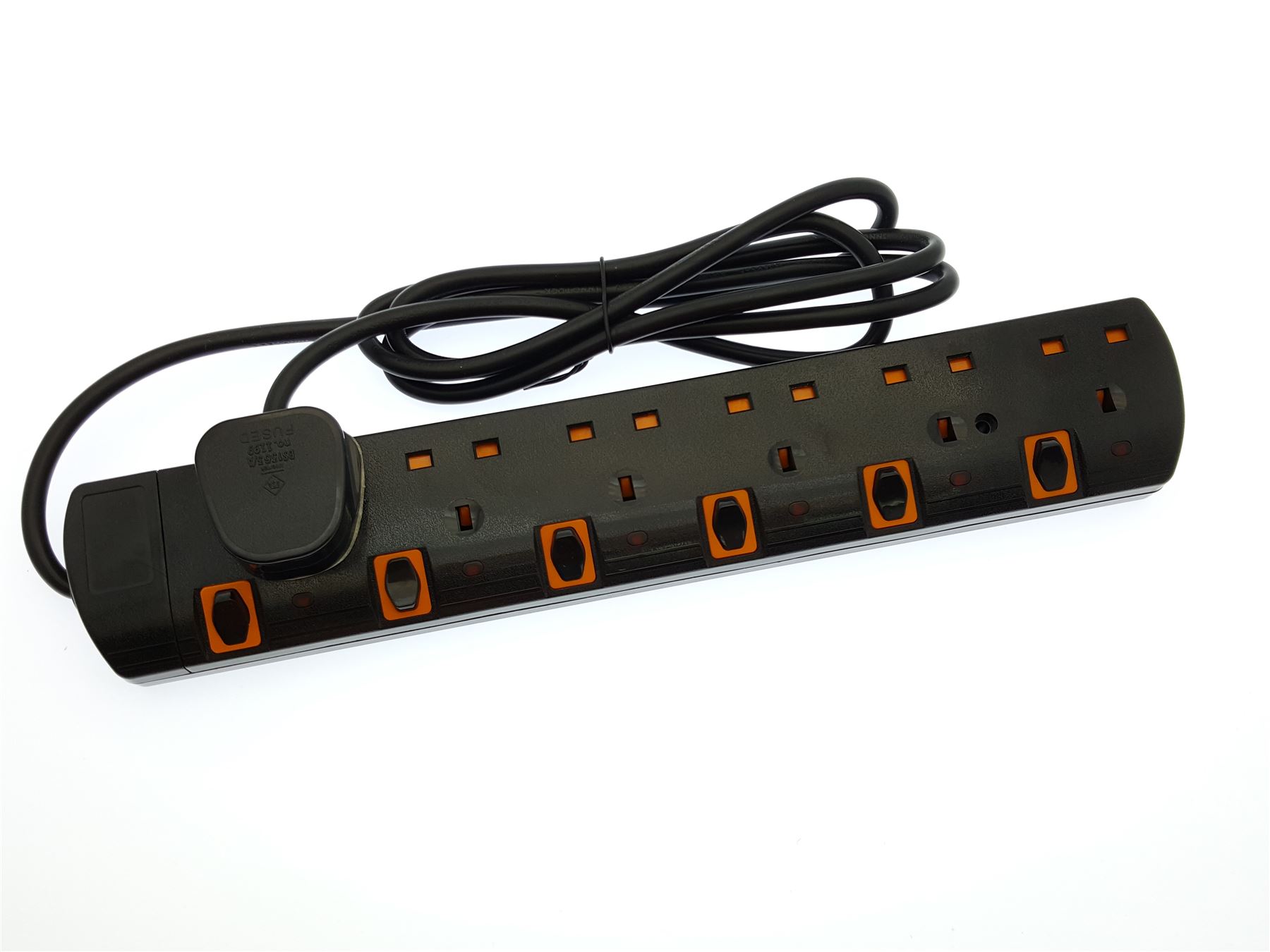 6 WAY GANG 5M INDIVIDUALLY SWITCHED SURGE PROTECTED EXTENSION LEAD