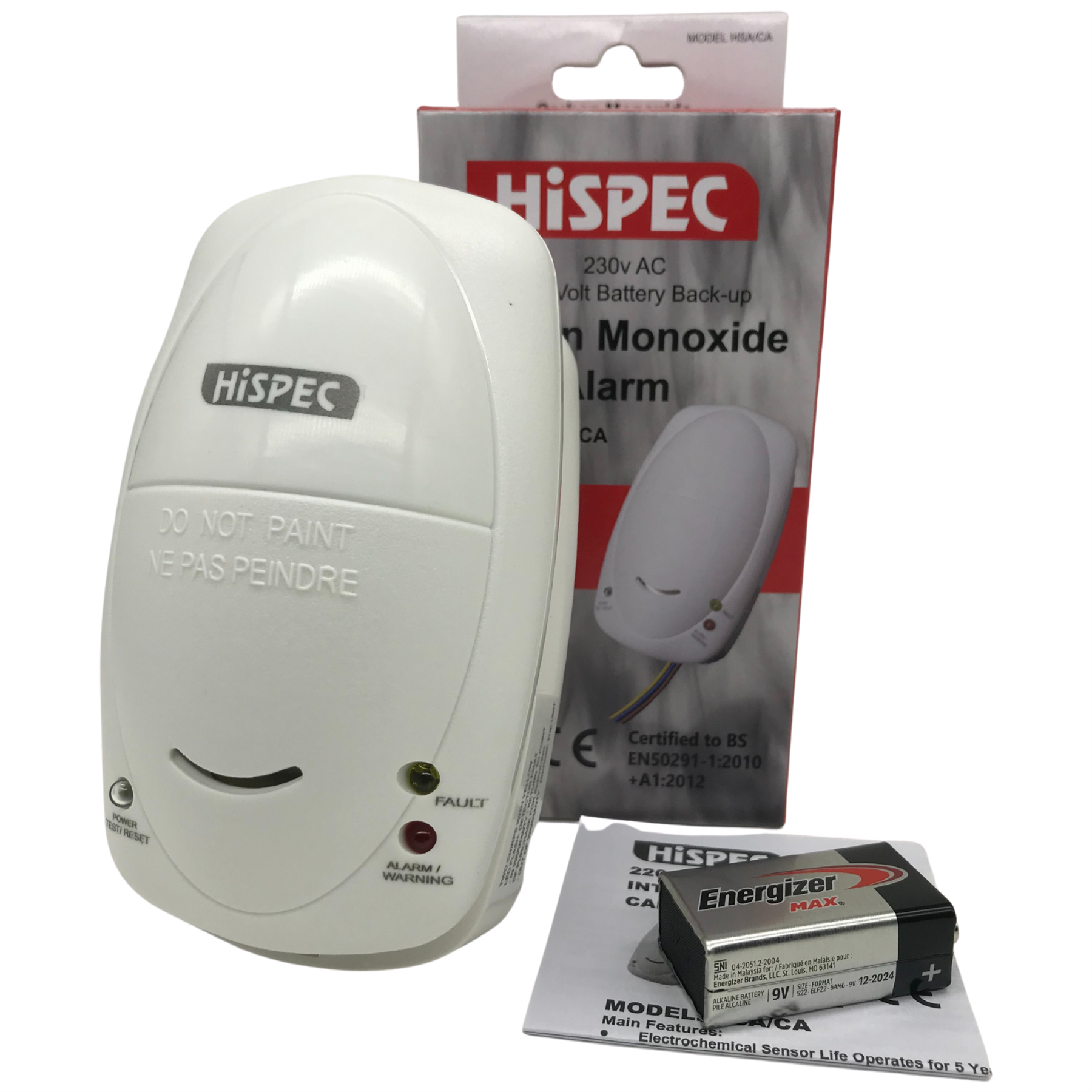 Hispec HSA//CA Interconnectable Mains Carbon Monoxide Detector Sensor Fire Alarm