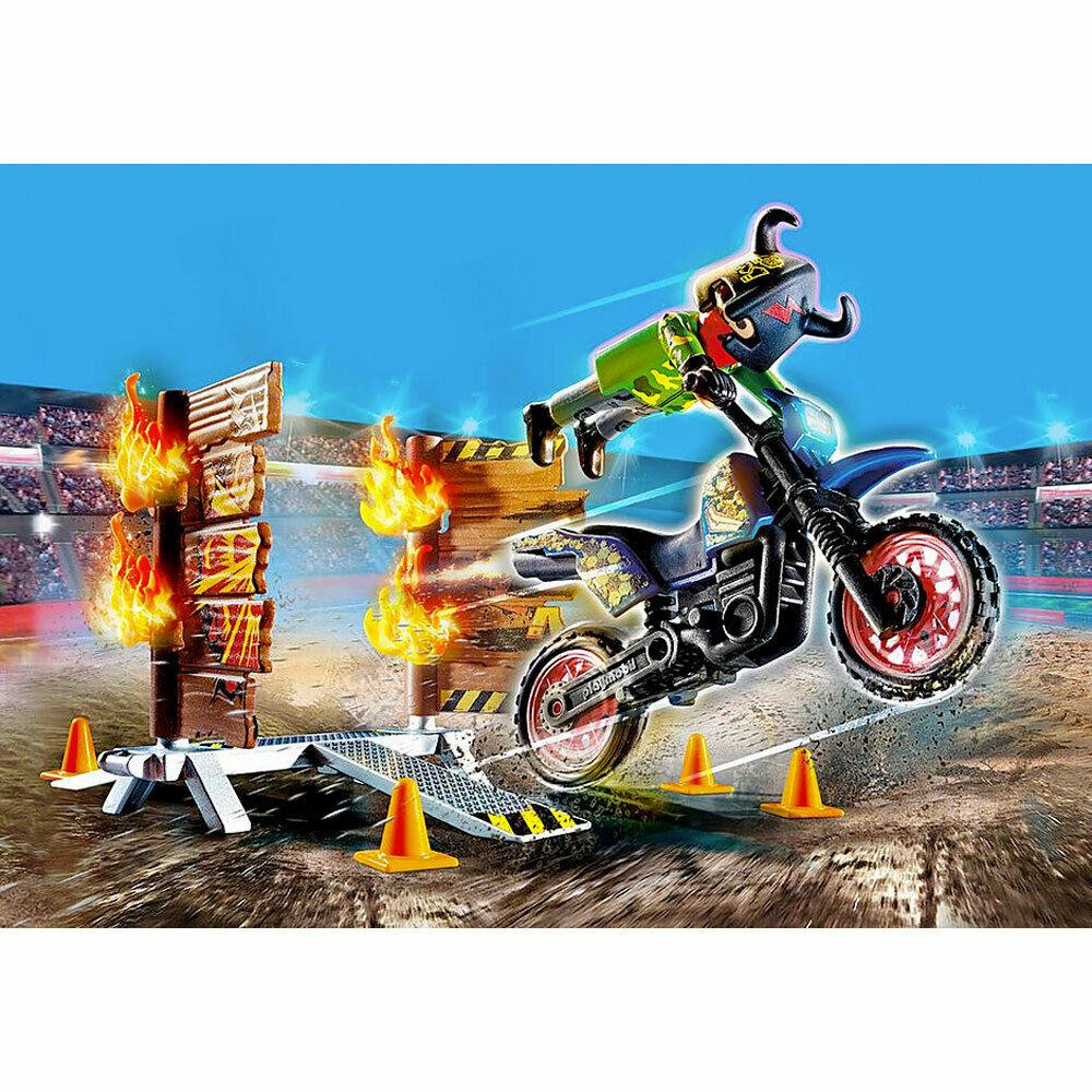 Playmobil 70553 Stunt Show Motocross with Fiery Wall | eBay