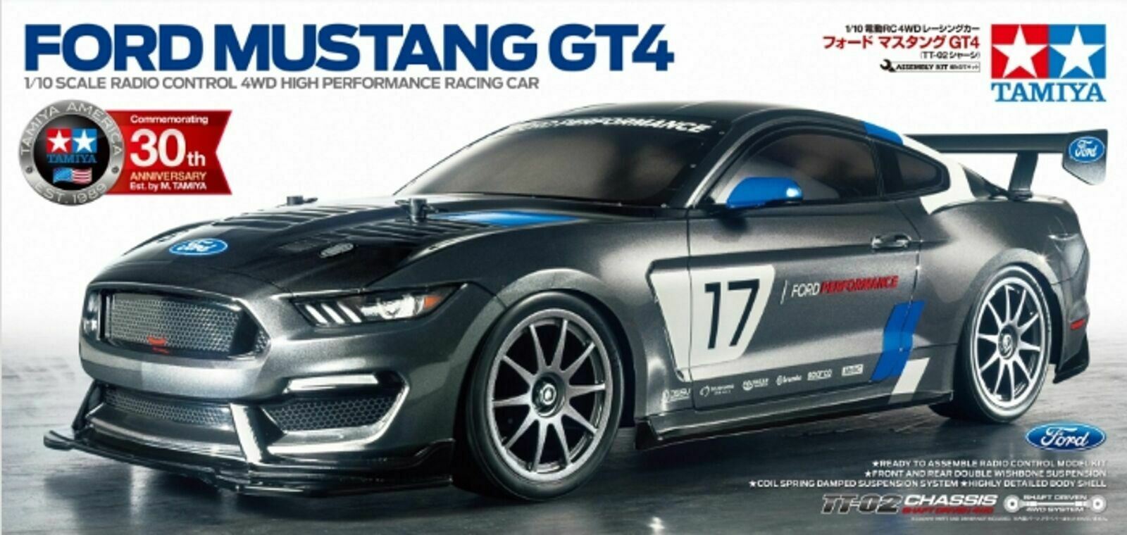TAMIYA RC 58664 Ford Mustang GT4 (TT-02) 1:10 Scale Assembly