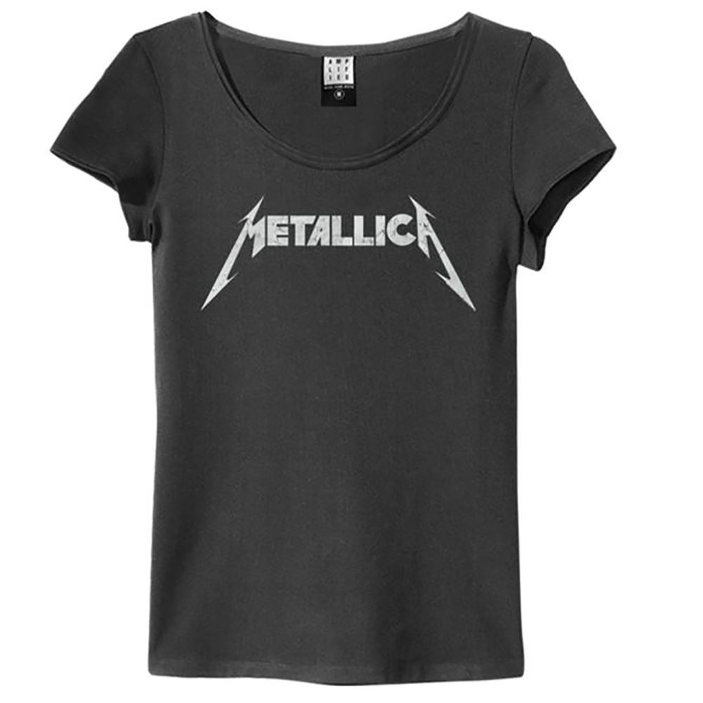 Amplified Metallica Logo Womens Charcoal T-Shirt | eBay