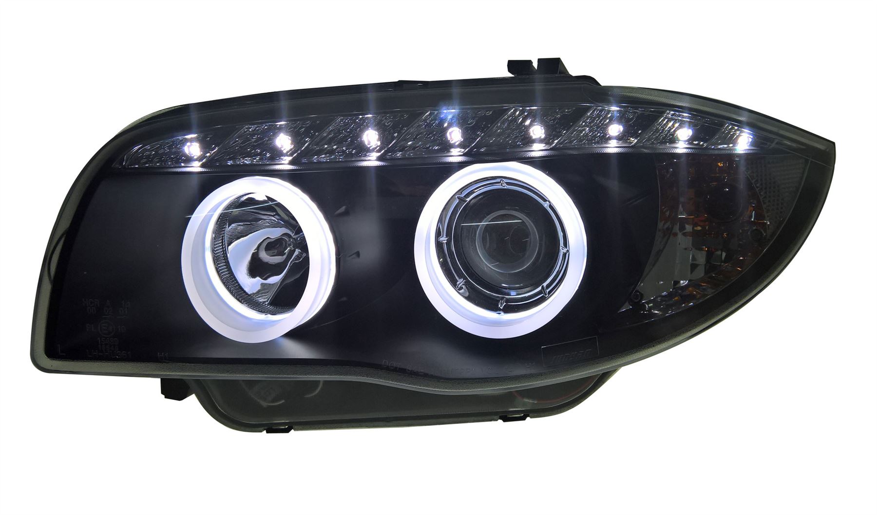BMW 1 SERIES E81 E82 E87 0711 BLACK ANGEL EYE HEADLIGHTS WITH LED
