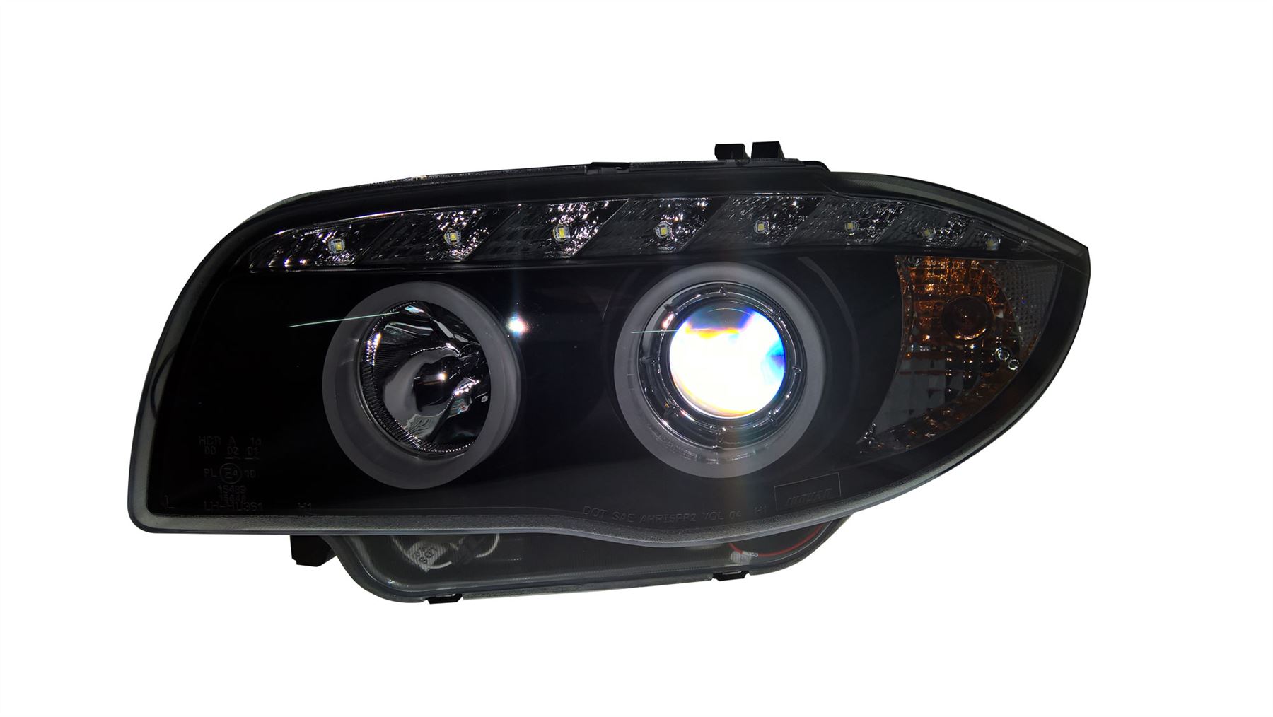 BMW 1 SERIES E81 E82 E87 0711 BLACK ANGEL EYE HEADLIGHTS WITH LED