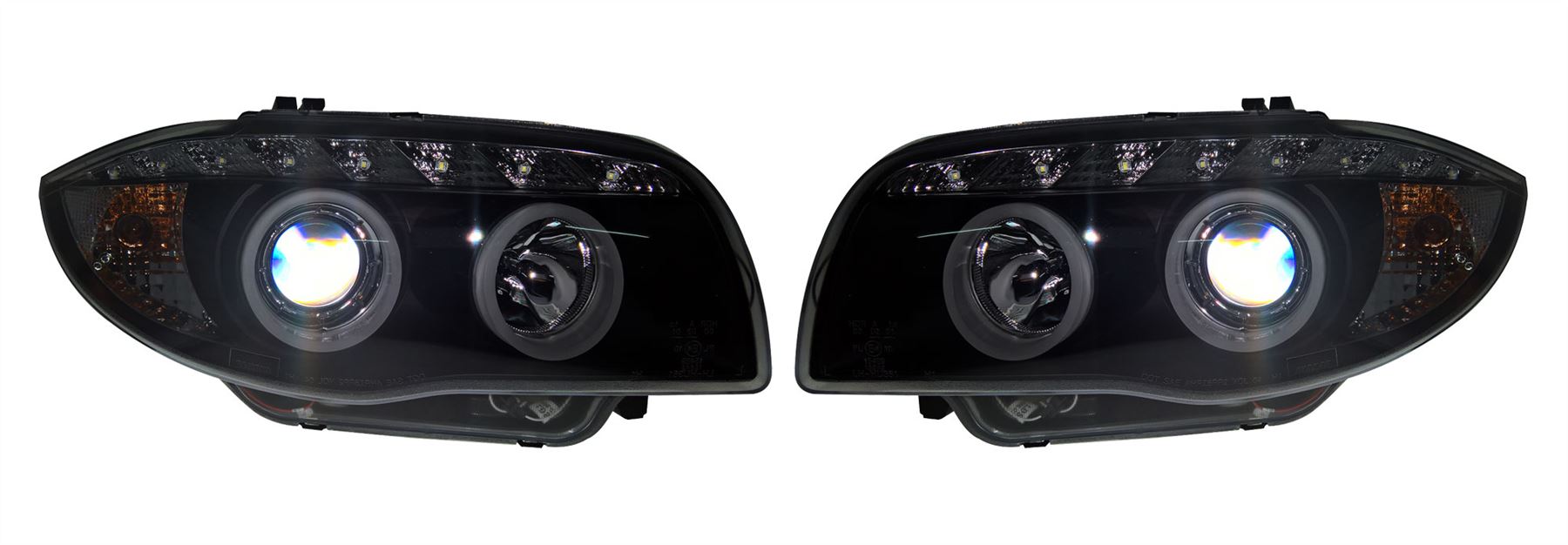 BMW 1 SERIES E81 E82 E87 0711 BLACK ANGEL EYE HEADLIGHTS WITH LED