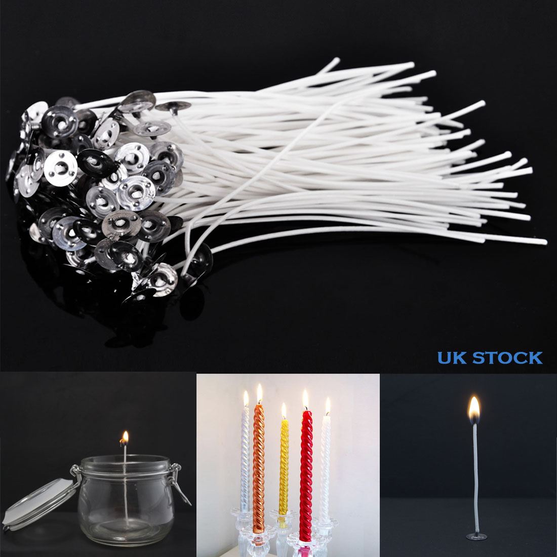 20 x 150mm-15cm Pre Waxed Wicks For candle making with sustainers.