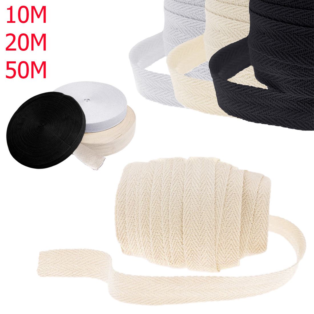 JJPRIME BLACK 20M LONG 25MM WIDTH HERRINGBONE APRON TAPE SEWING BUNTING UK
