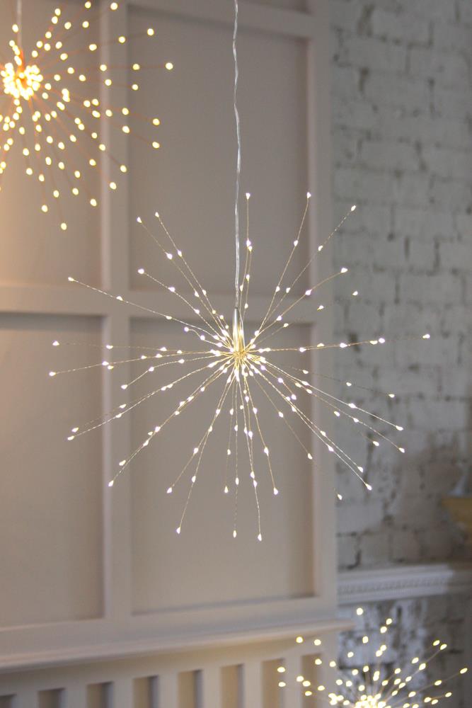 Hanging Starburst - 40cms/160LEDs Indoor/Outdoor Battery Op Lights-3 Colour Opt - Picture 7 of 8