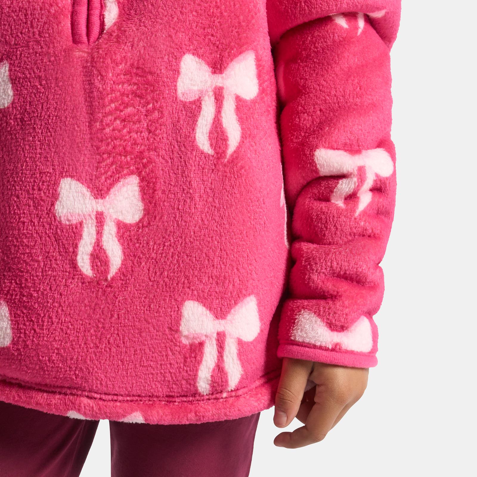OHS Kids Half Zip Hoodie Bows Soft Fleece Thermal Jumper Pullover Sweatshirt