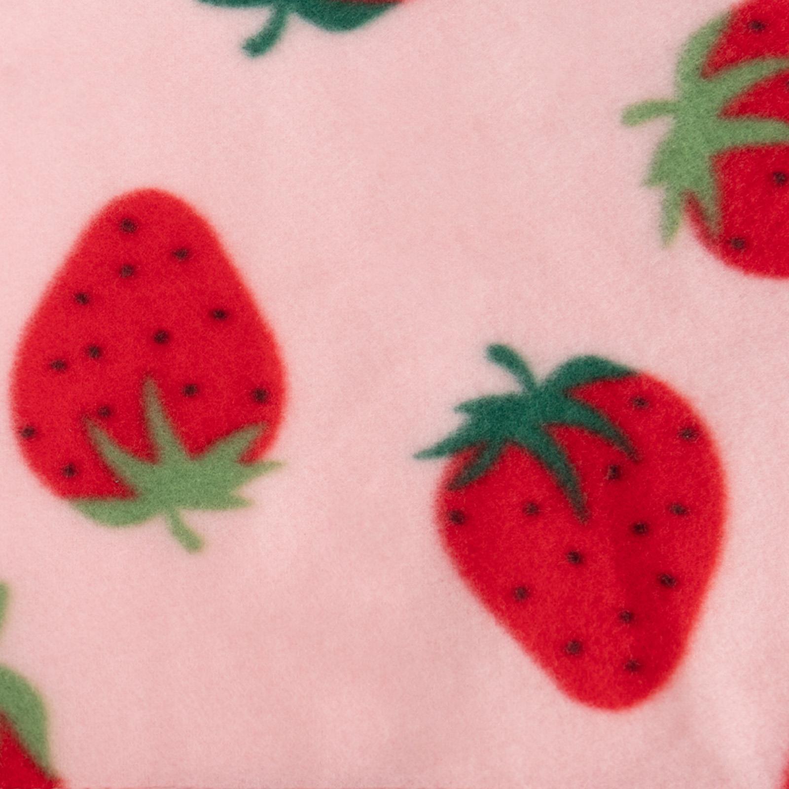 OHS Strawberry Print Throw Soft Polar Fleece Lightweight Blanket - 120 x 150cm
