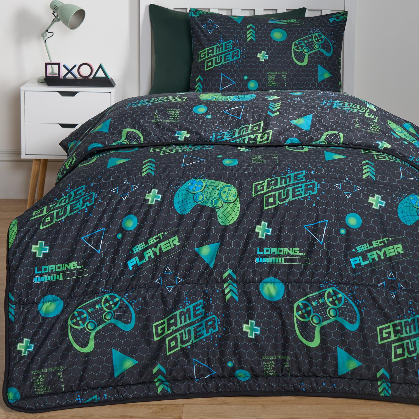 OHS Coverless 10.5 Tog Kids Gaming Duvet Pillowcase Quilt Bedding Set
