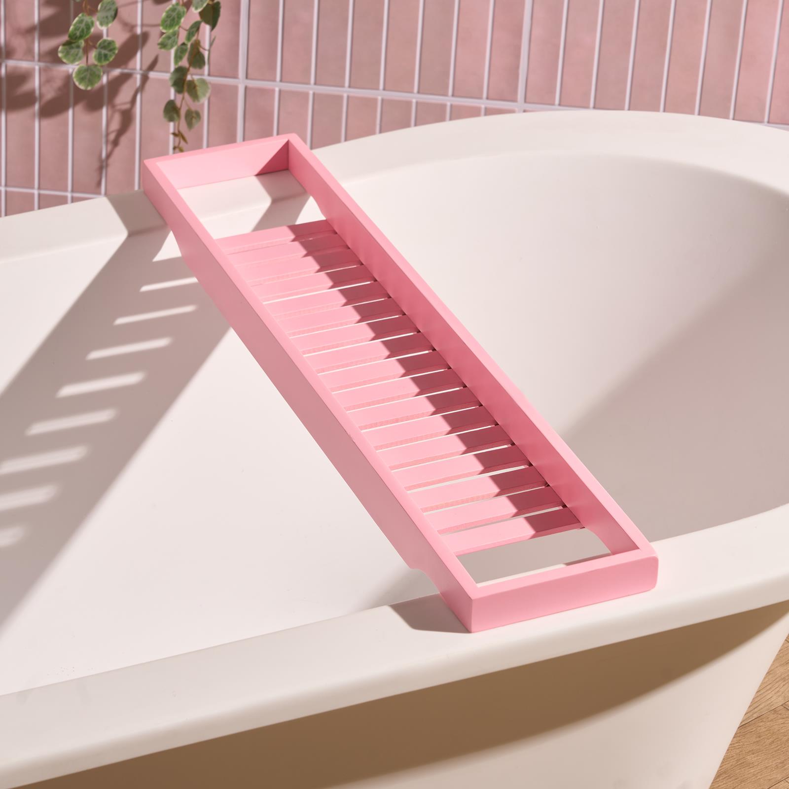 OHS Bamboo Bath Tub Rack Storage Bathroom Caddy Shelf Tray Soap Holder Tidy Unit