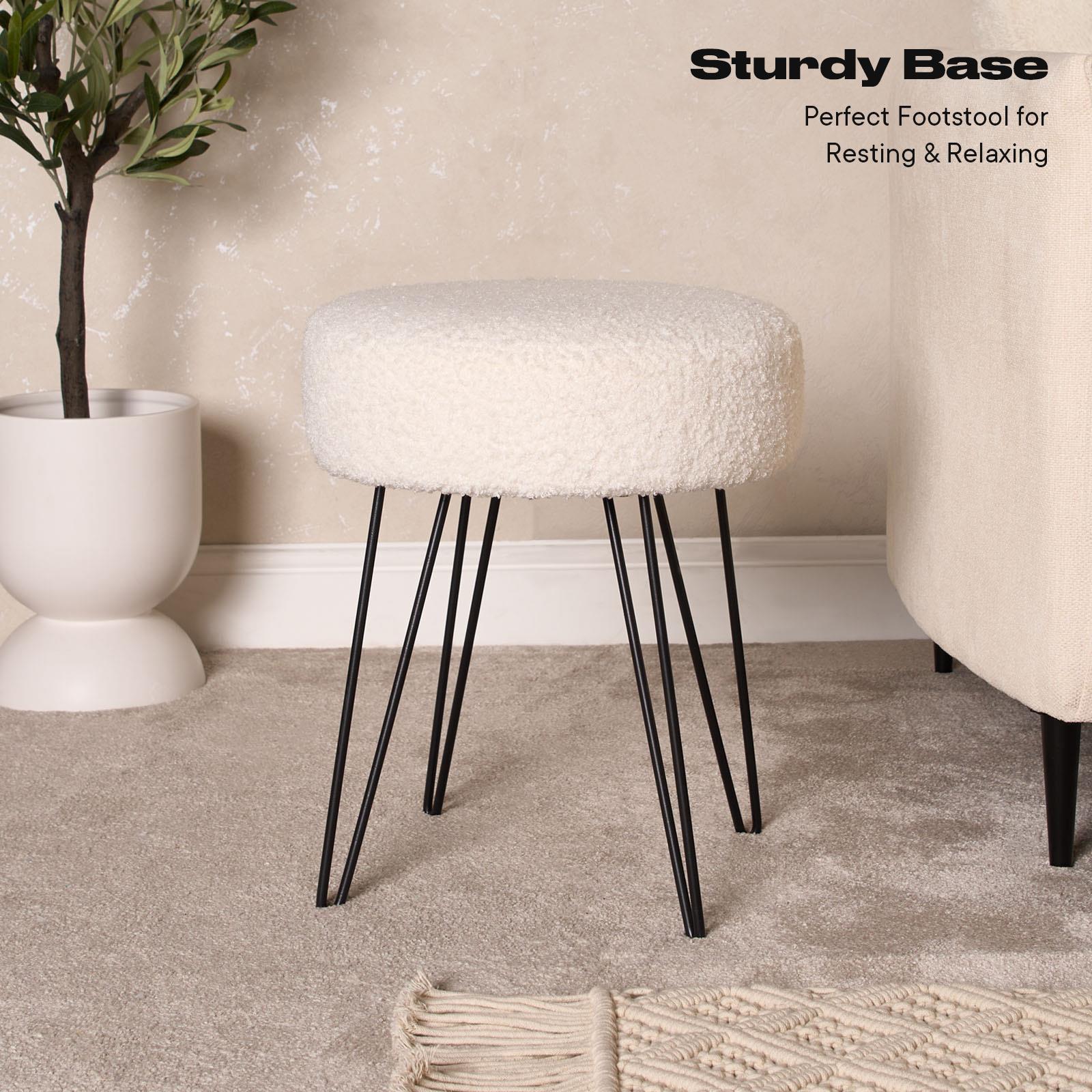 Stool Boucle Fleece Chair Dressing Table Vanity Seat Pouffe Home Spa Foot Rest