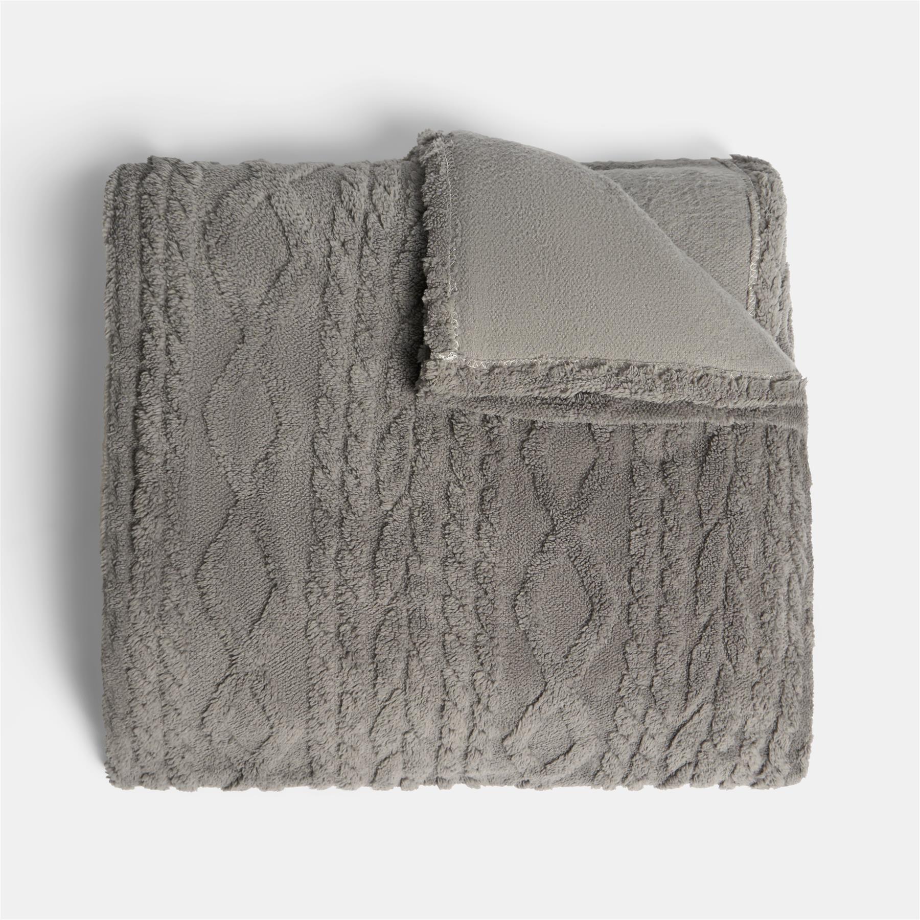 OHS Cable Knit Throw Soft Fleece Family Large Blanket Thermal Bedspread