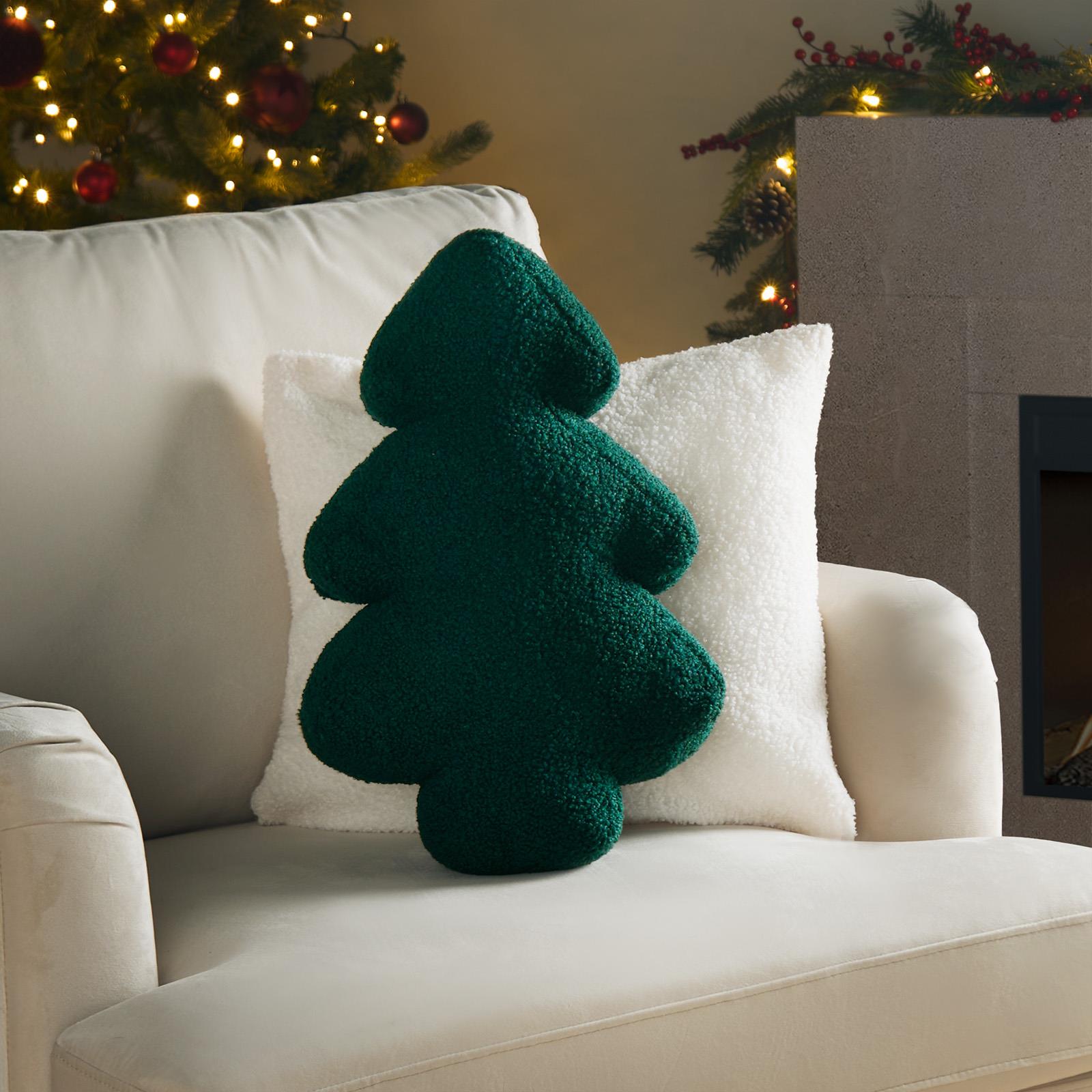 OHS Xmas Tree Cushion Christmas Decorative Scatter Pillow Festive Home Decor
