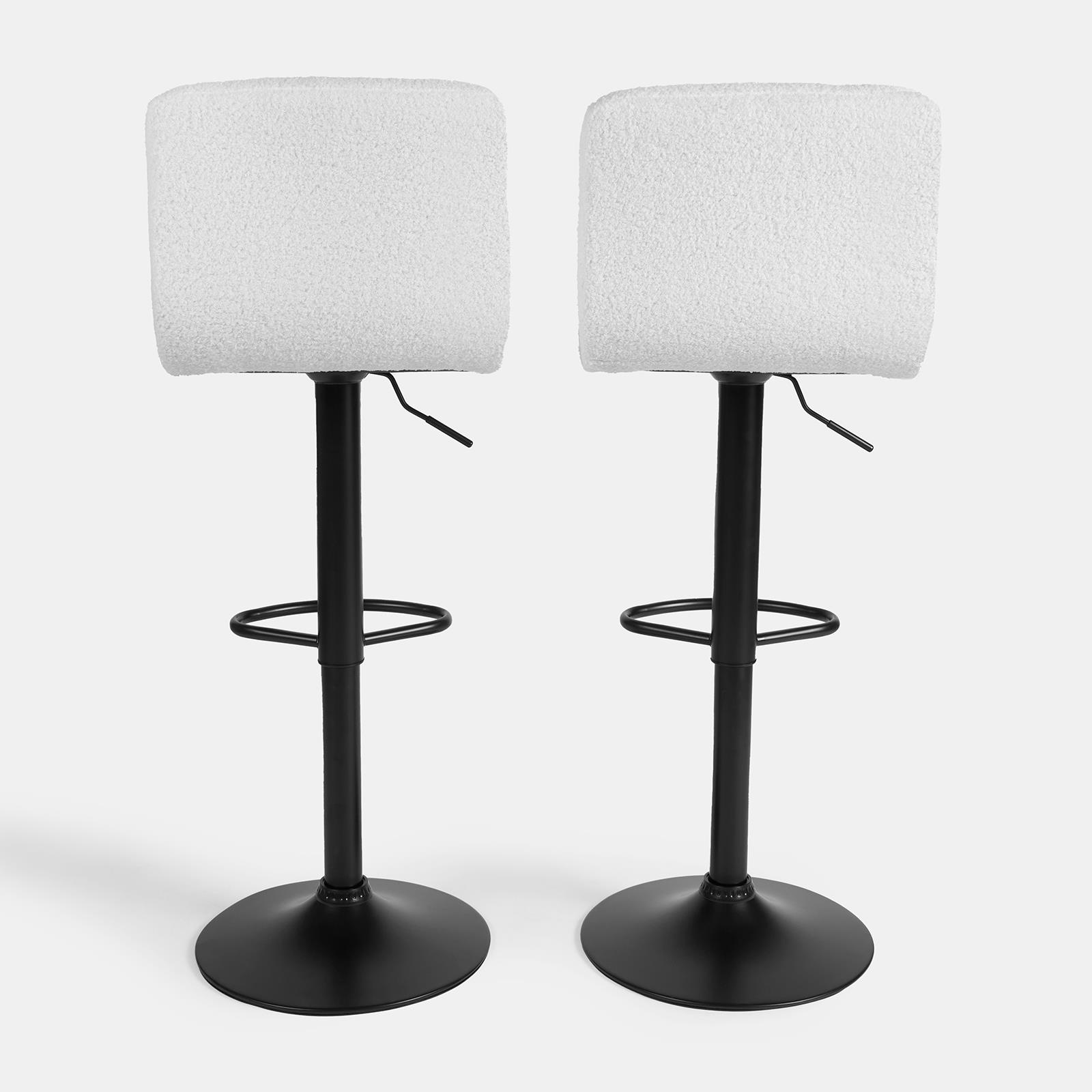 Bar Stools x 2 Backs Kitchen Chair Swivel Breakfast Boucle Pub Seat Adjustable