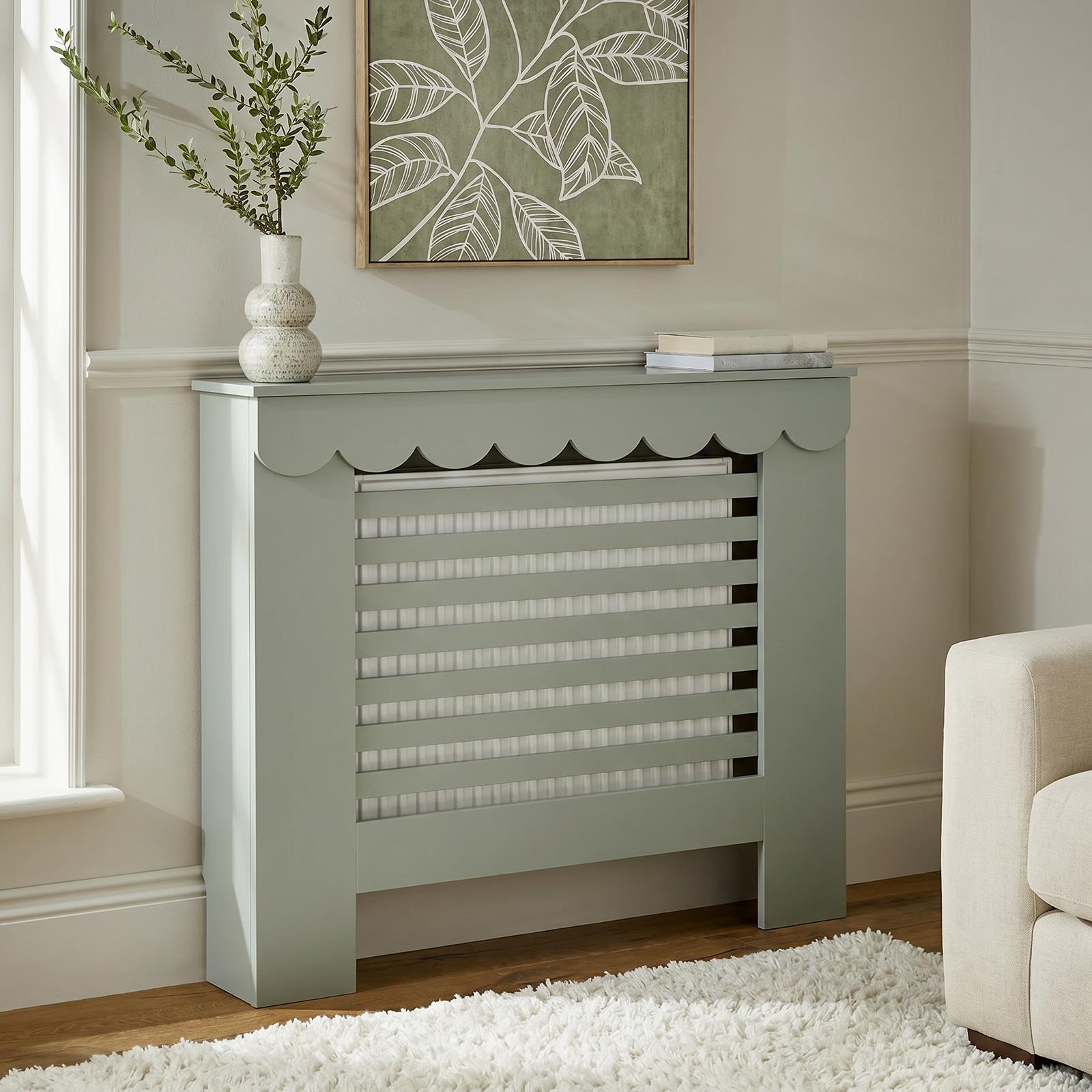 OHS Scallop Radiator Cover Engineered Wood Modern Side Board Cabinet Shelf