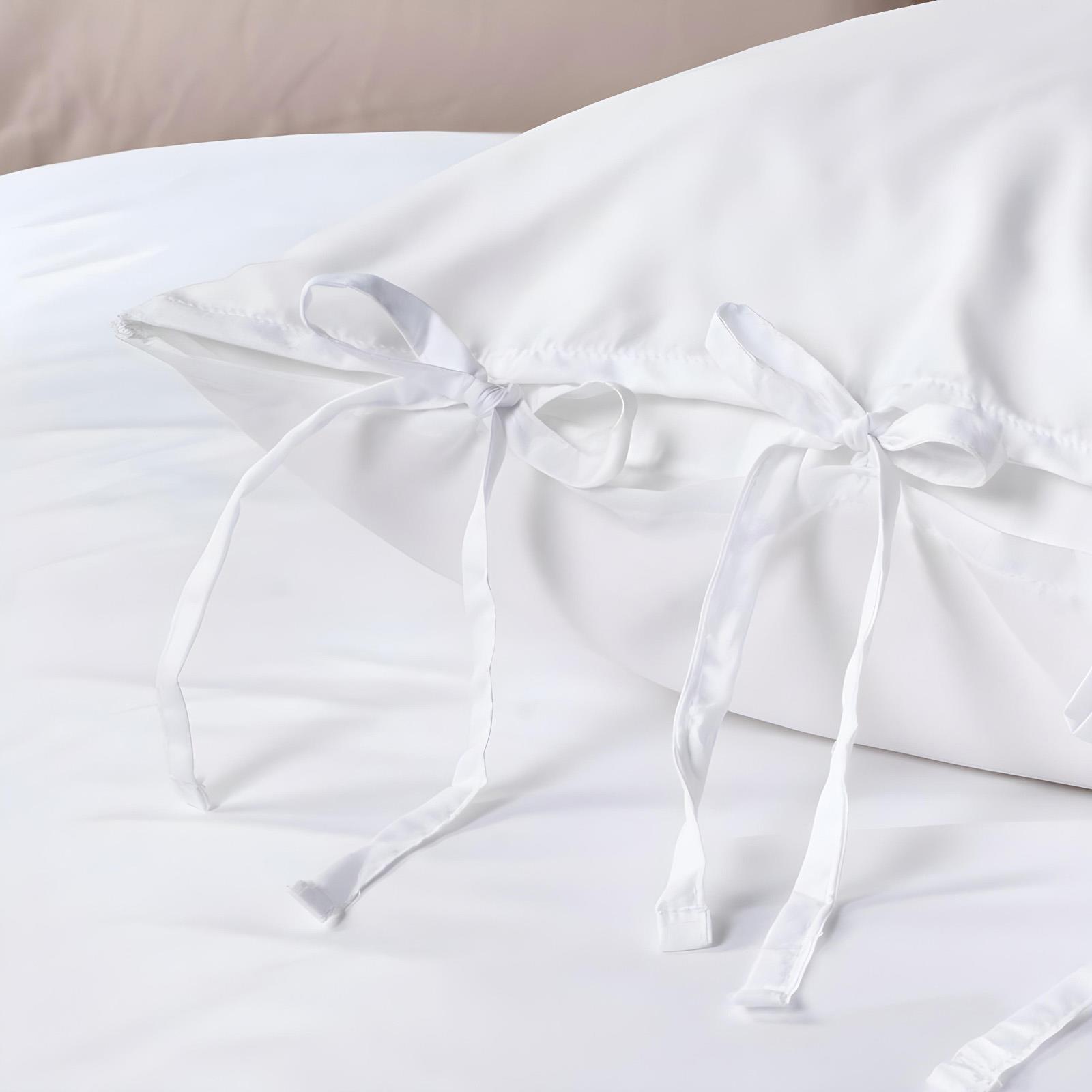 OHS Bow Tie Duvet Cover Plain Dye Soft Cosy Bedding Set with Pillowcase