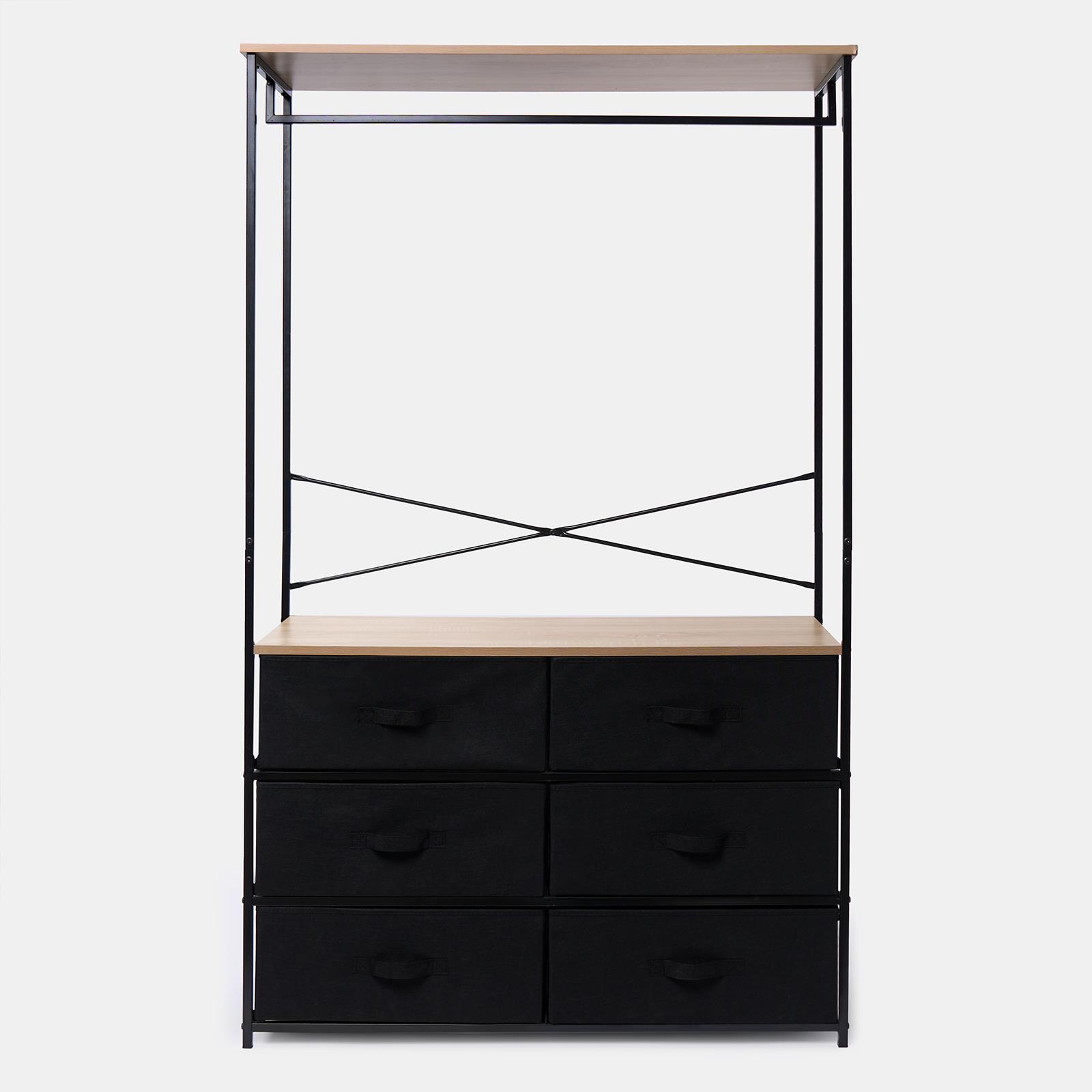 Cabinet Rail Wardrobe Open Home 6 Drawer Coat Hanger Storage Clothes Organiser