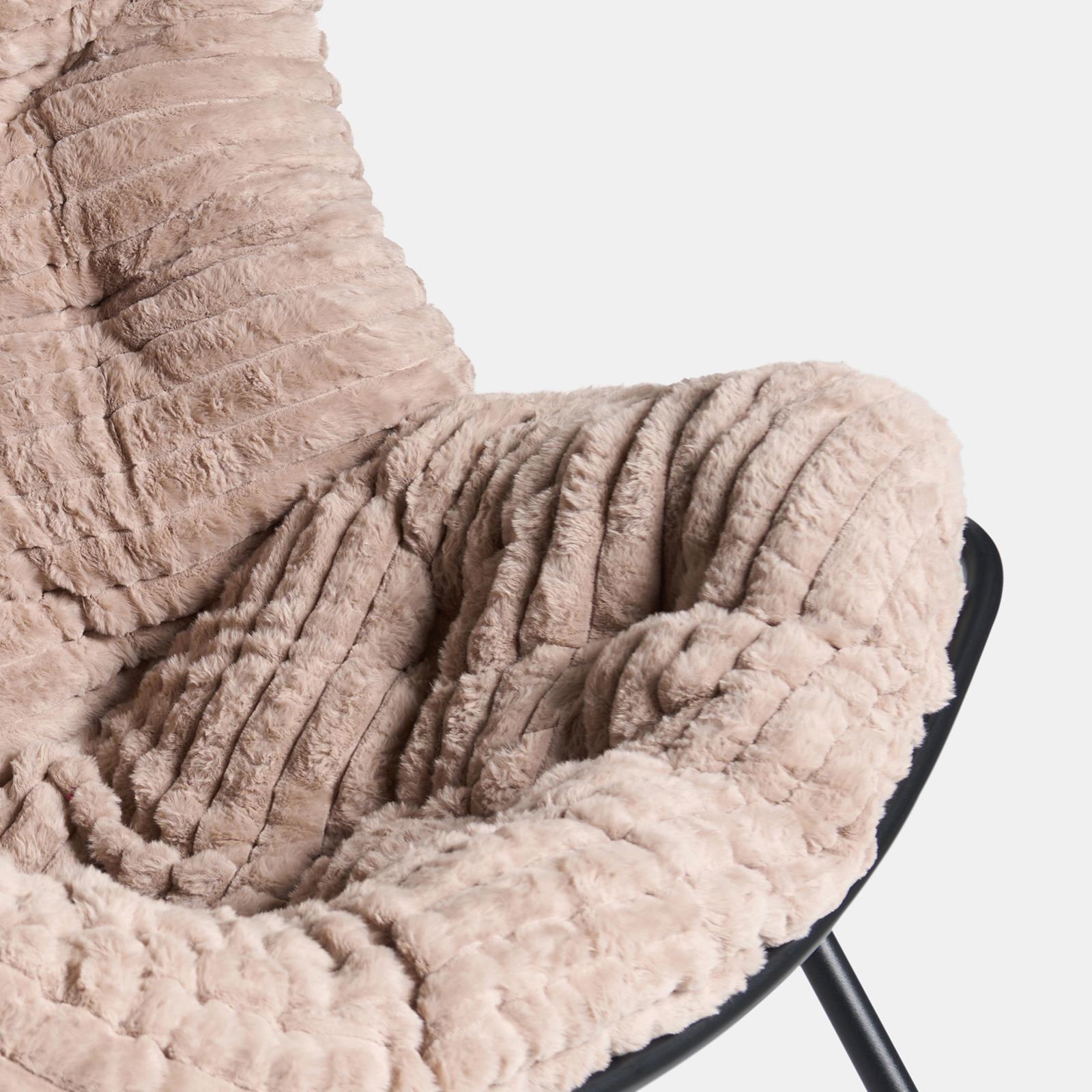 OHS Rocking Chair Ribbed or Smooth Faux Fur Upholstered Metal Frame Cushioned