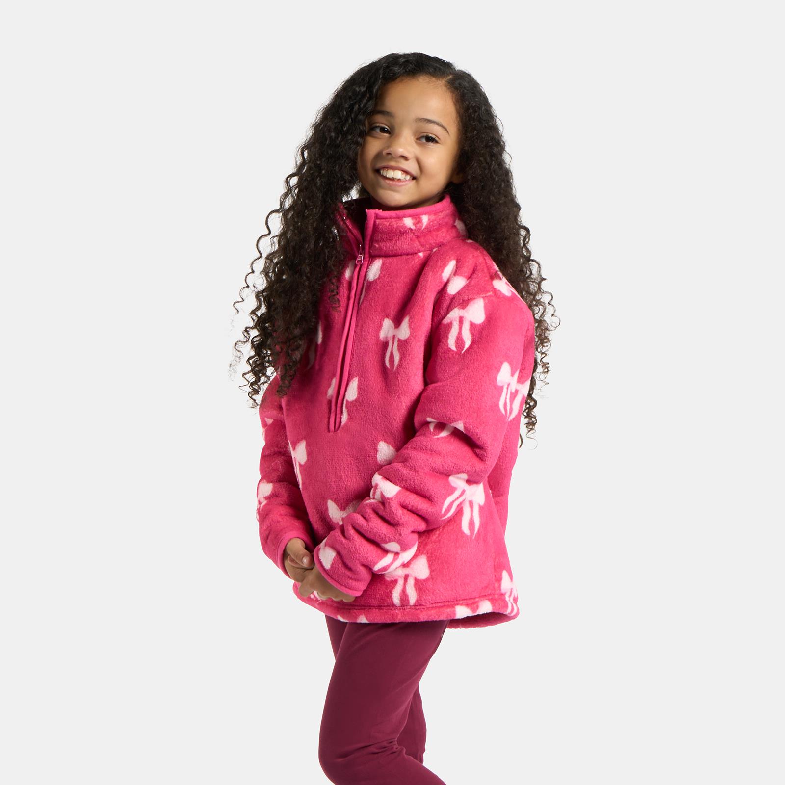 OHS Kids Half Zip Hoodie Bows Soft Fleece Thermal Jumper Pullover Sweatshirt