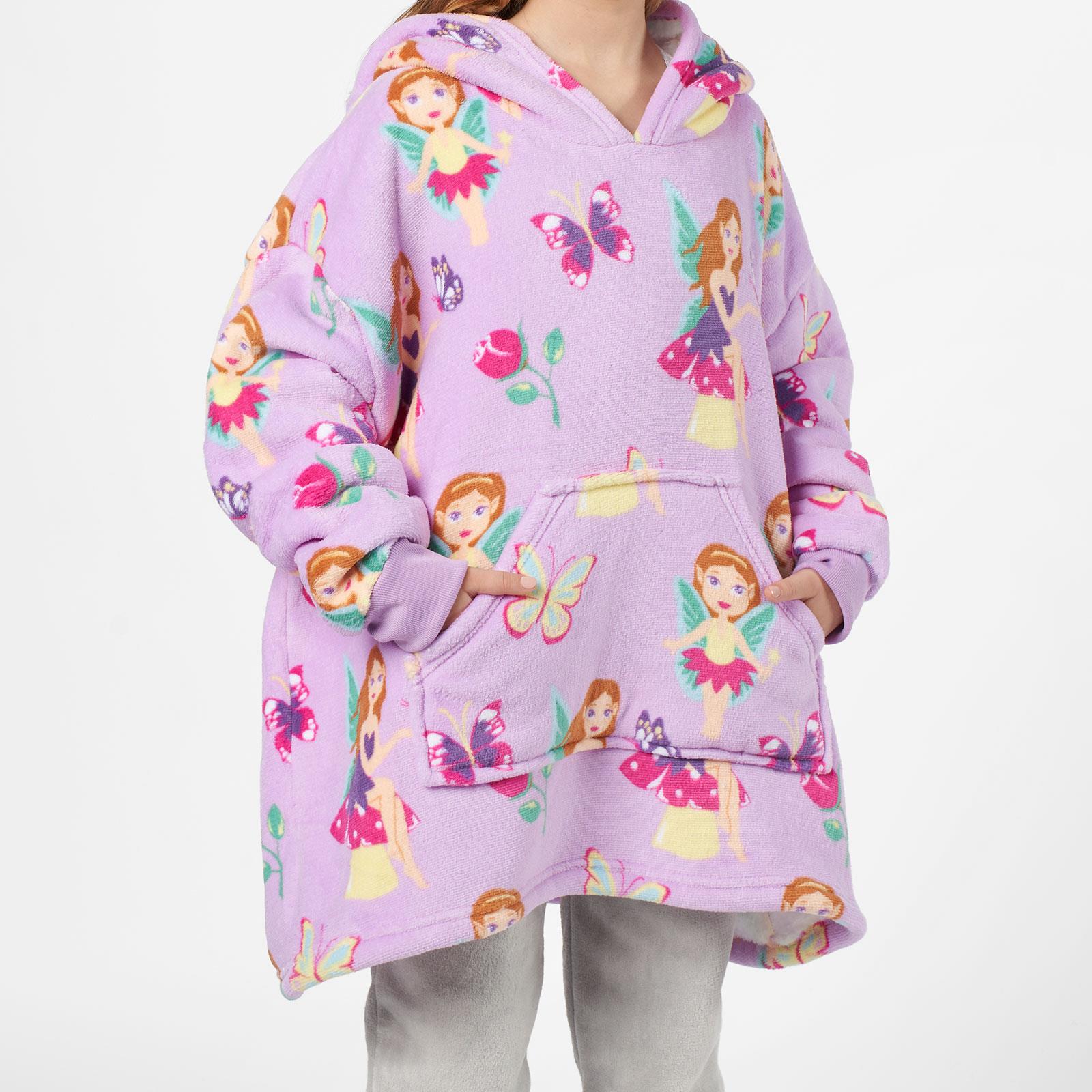 Kids Hoodie Blanket Oversized Sherpa Fleece Jumper Sweatshirt Soft Warm Throw - Picture 49 of 169